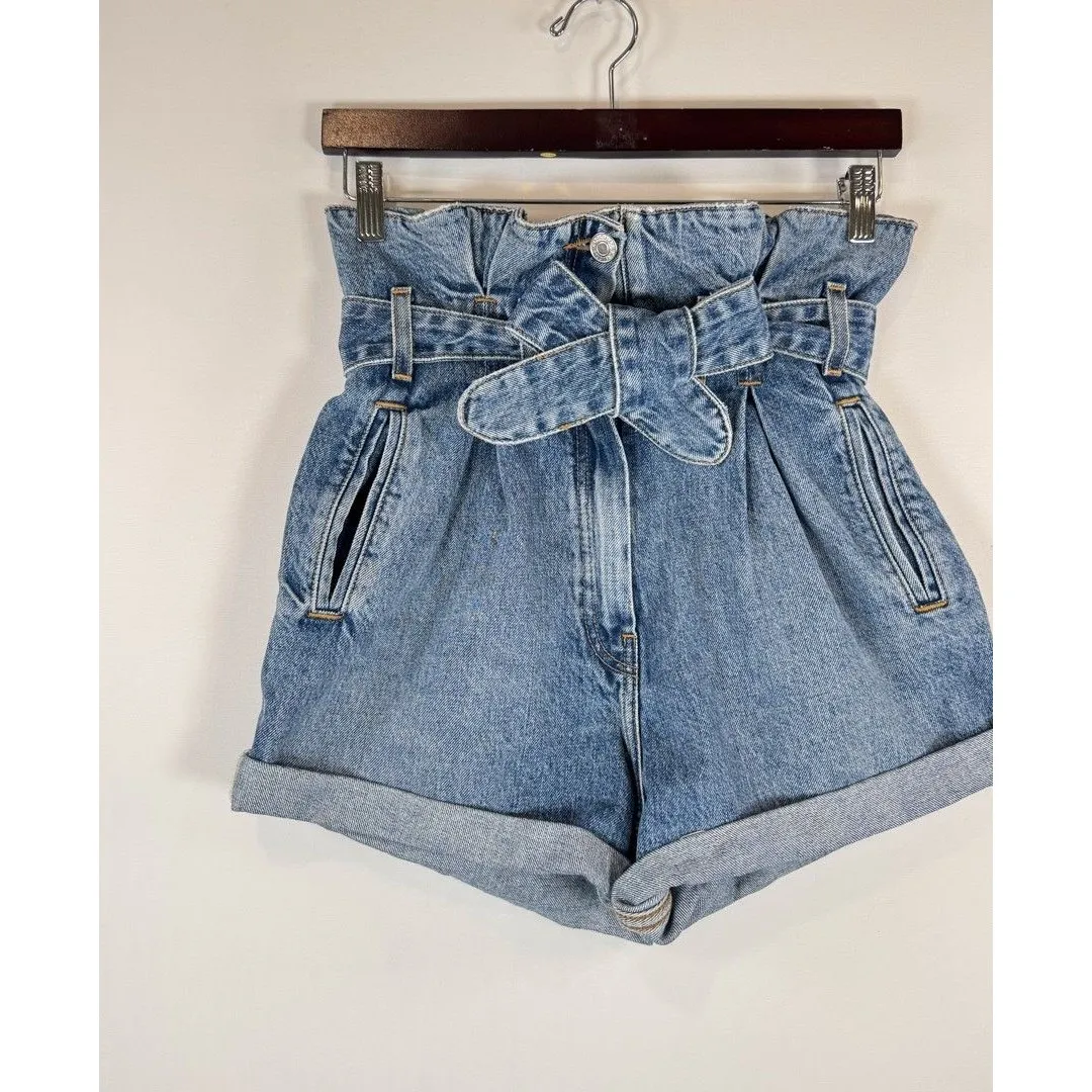 Re/Done Womens Shorts Blue The Attico Denim High Rise Paper Bag Size 26 - Image 6