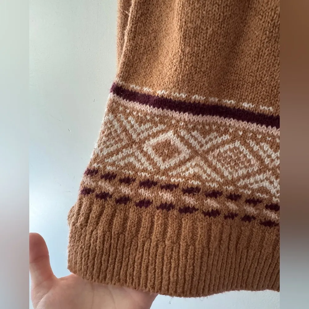 Hollister Women's Fair Isle Sweater Hoodie Lace Up V Neck - Image 3