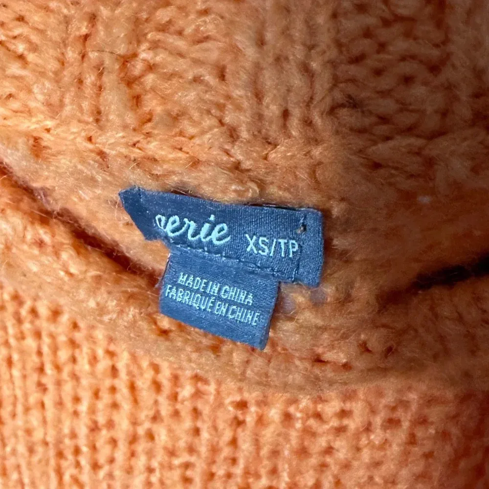 Aerie bright orange creamsicle wool sweater women’s xs oversized chunky knit - Image 2