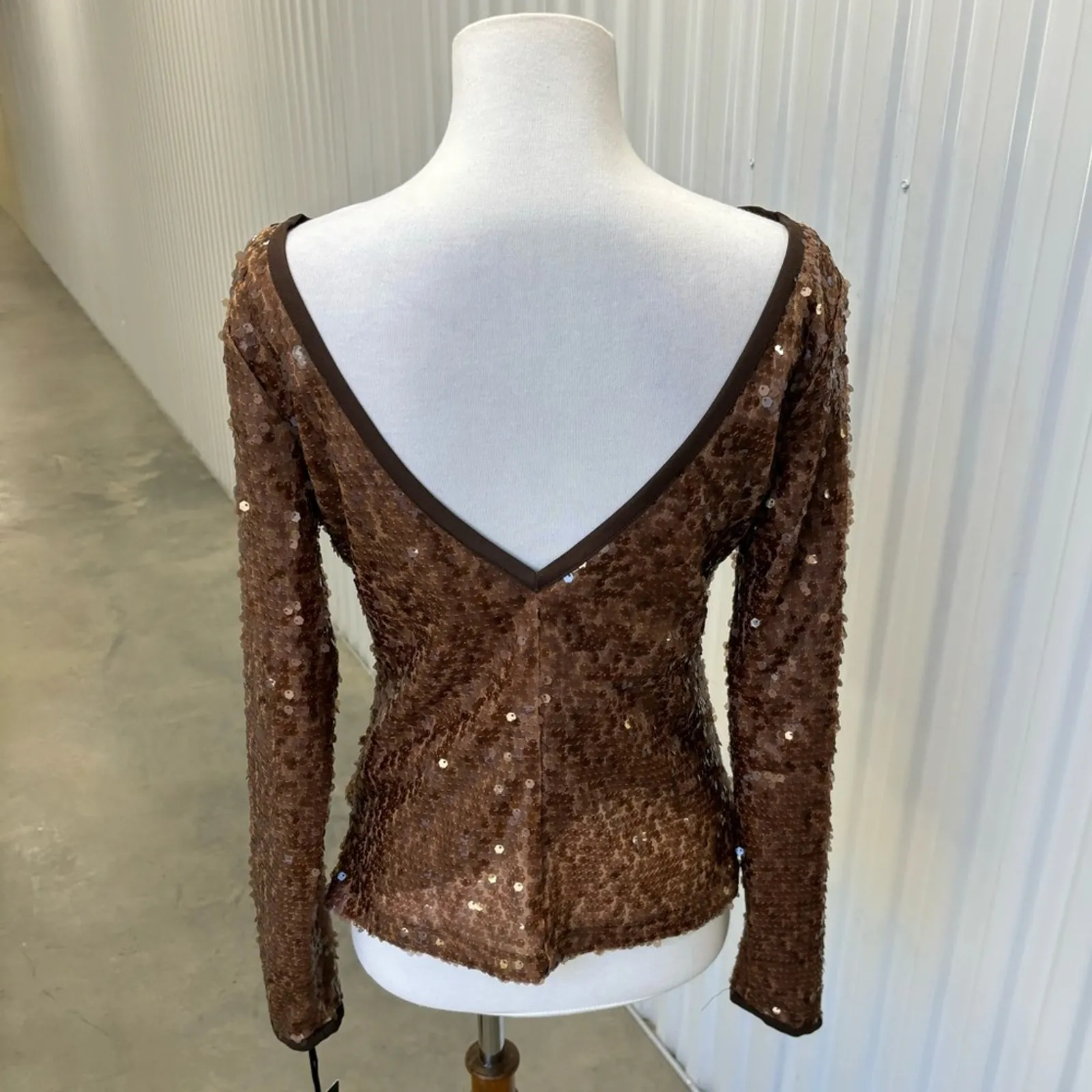 Worth Brown Sequin Blouse‎ - Image 2