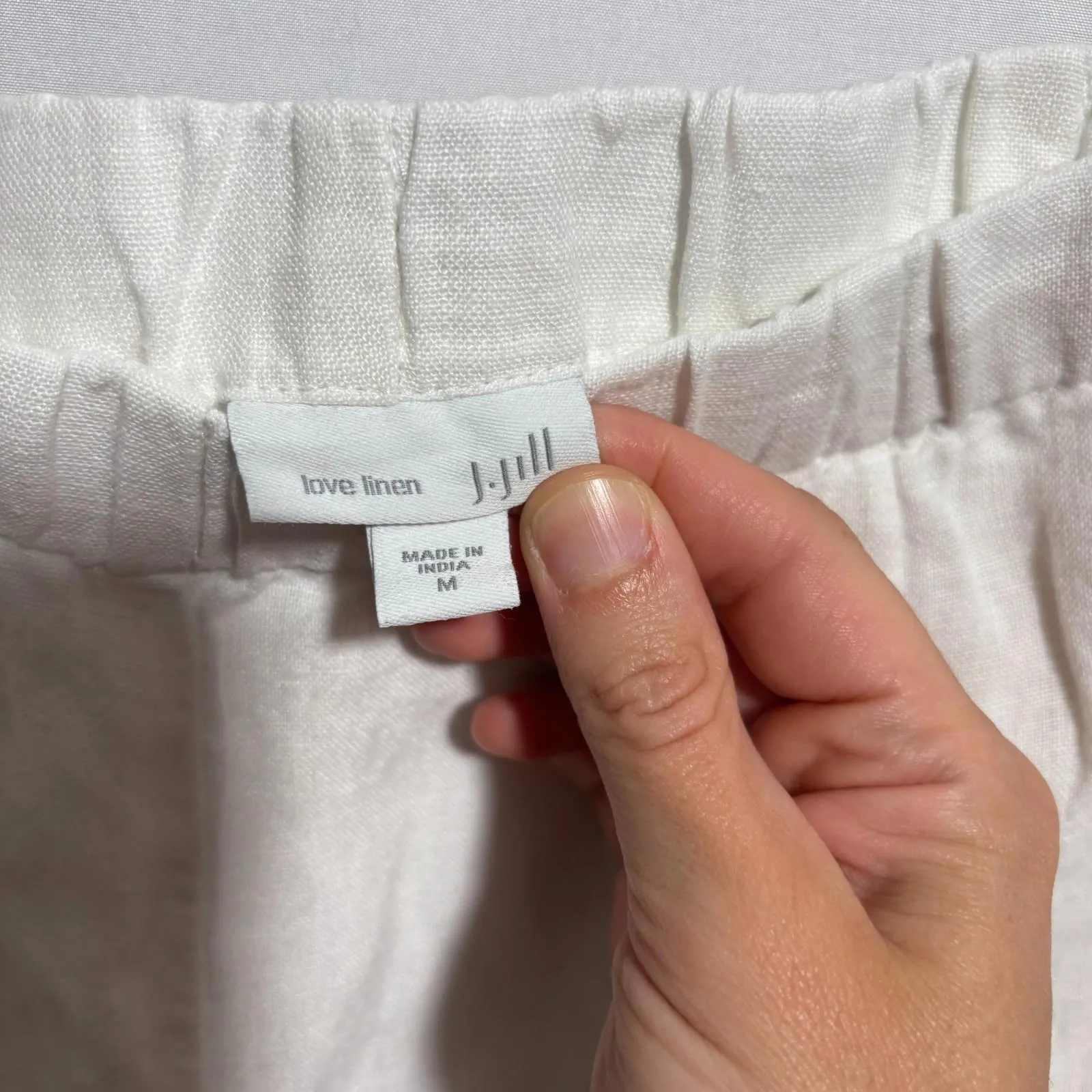 J Jill Love Linen White Pull On Capri‎ Pants Pockets Sz M Capris Coastal Classic Size M - Image 4