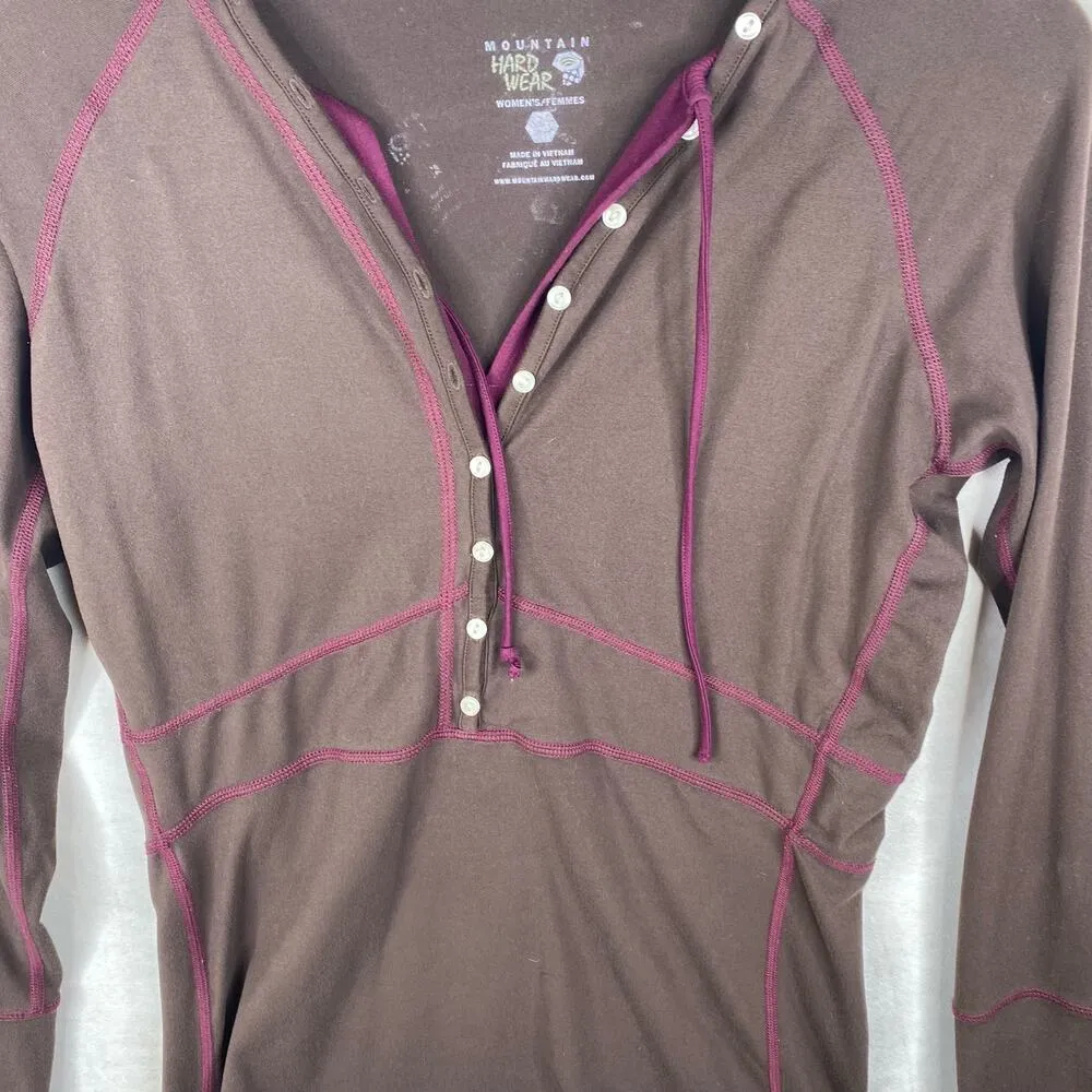 Mountain Hardwear Vintage Y2K Brown & Pink Henley V-Neck Shirt Size Medium - Image 2