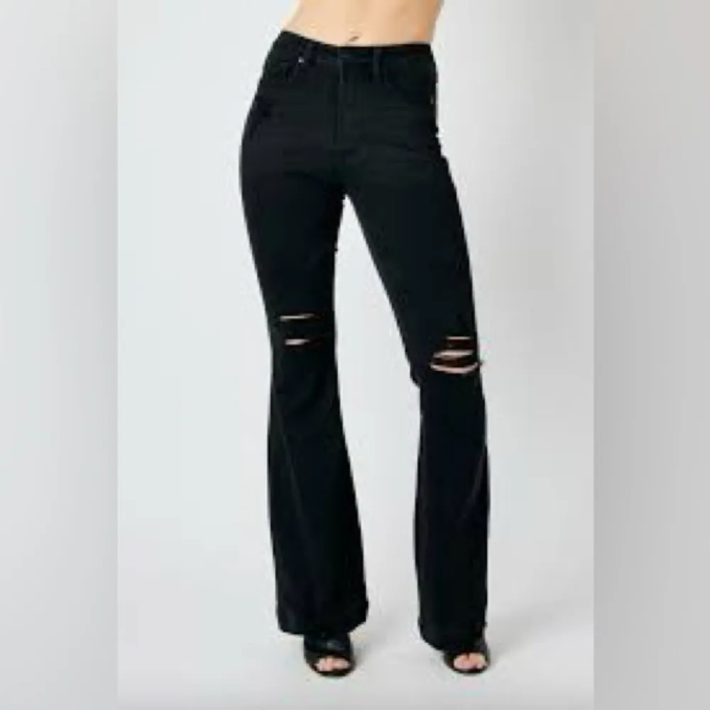 Judy‎ Blue flare Jeans distressed flare size 14W trendy  casual punk gothic - Image 2