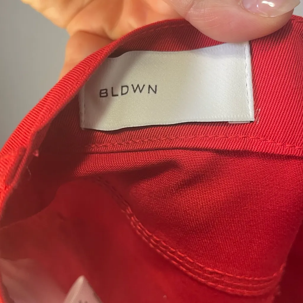 BLDWN Wide Leg Pants Cotton Cropped High Waist Red White‎ Colorblack Size 25 - Image 6