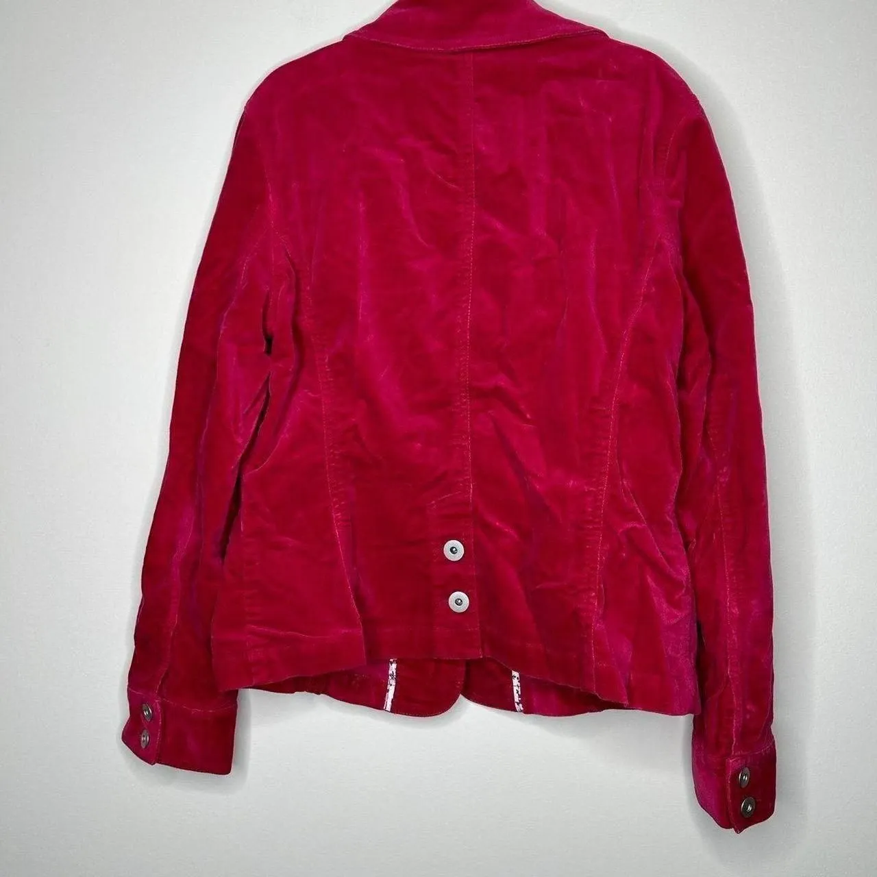 Vintage 90s 1990s Y2K 2000 red maroon cord corduroy blazer jacket medium cherry - Image 6