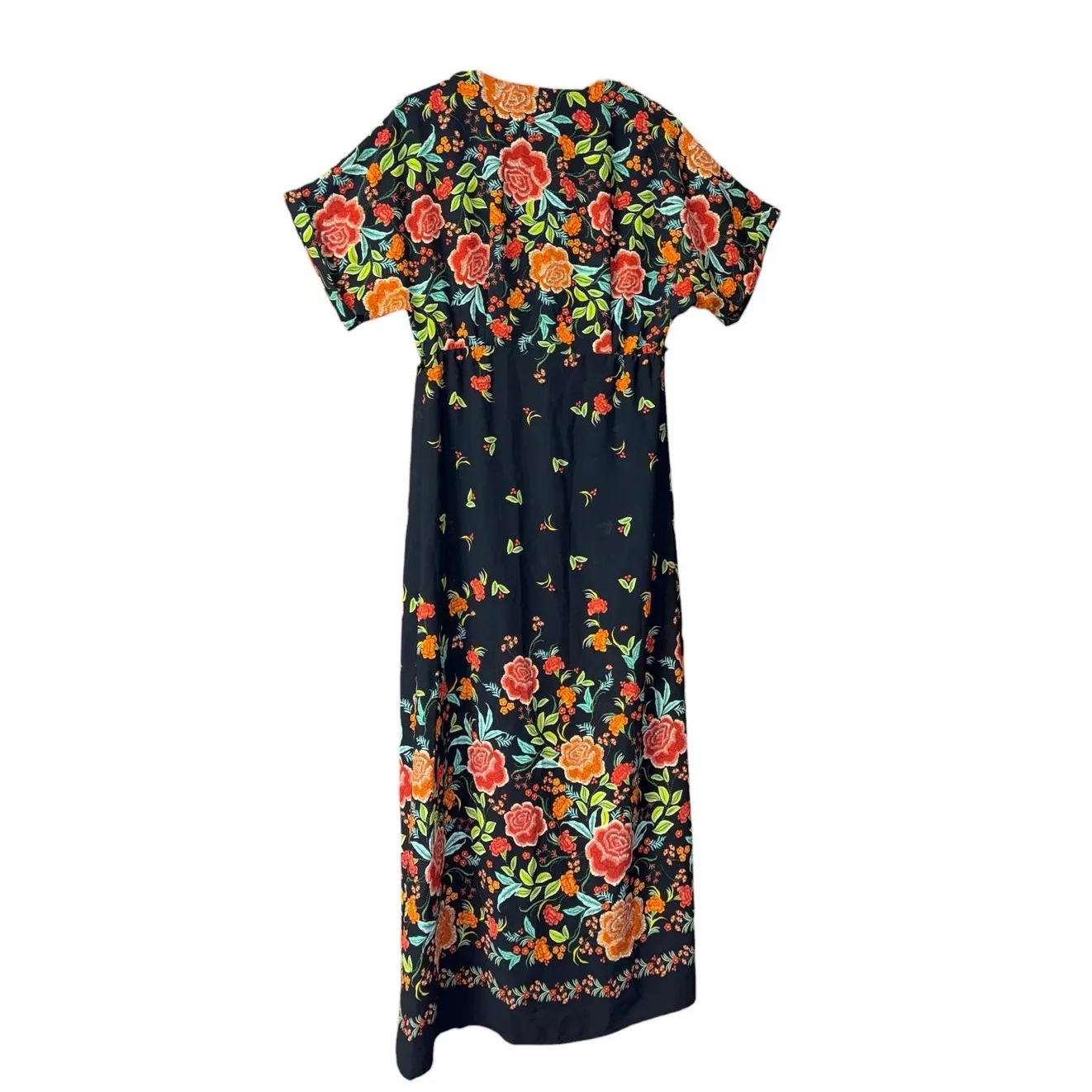 Zara Printed Kimono Kaftan Blouson Dress Floral Flowers size XS - Image 5