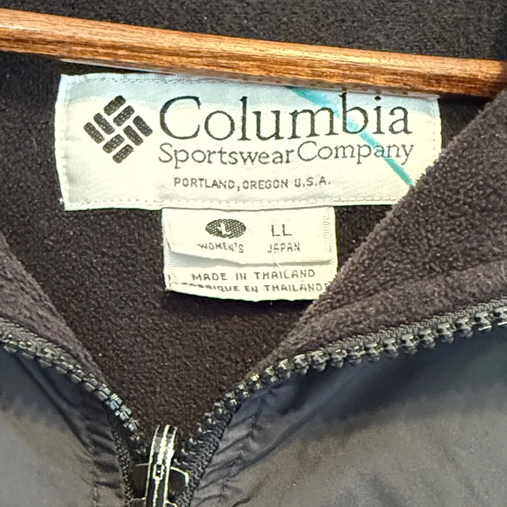 Columbia Black Full Zip Jacket Fleece Lined Cozy Collar Warm Outdoor Layer L Top - Image 2