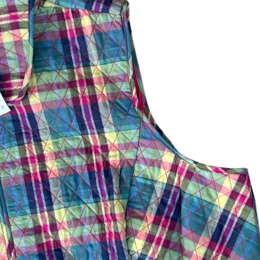 NWT CJ Bank Quilted Zip Front Vest Plaid Size 2X - Image 3