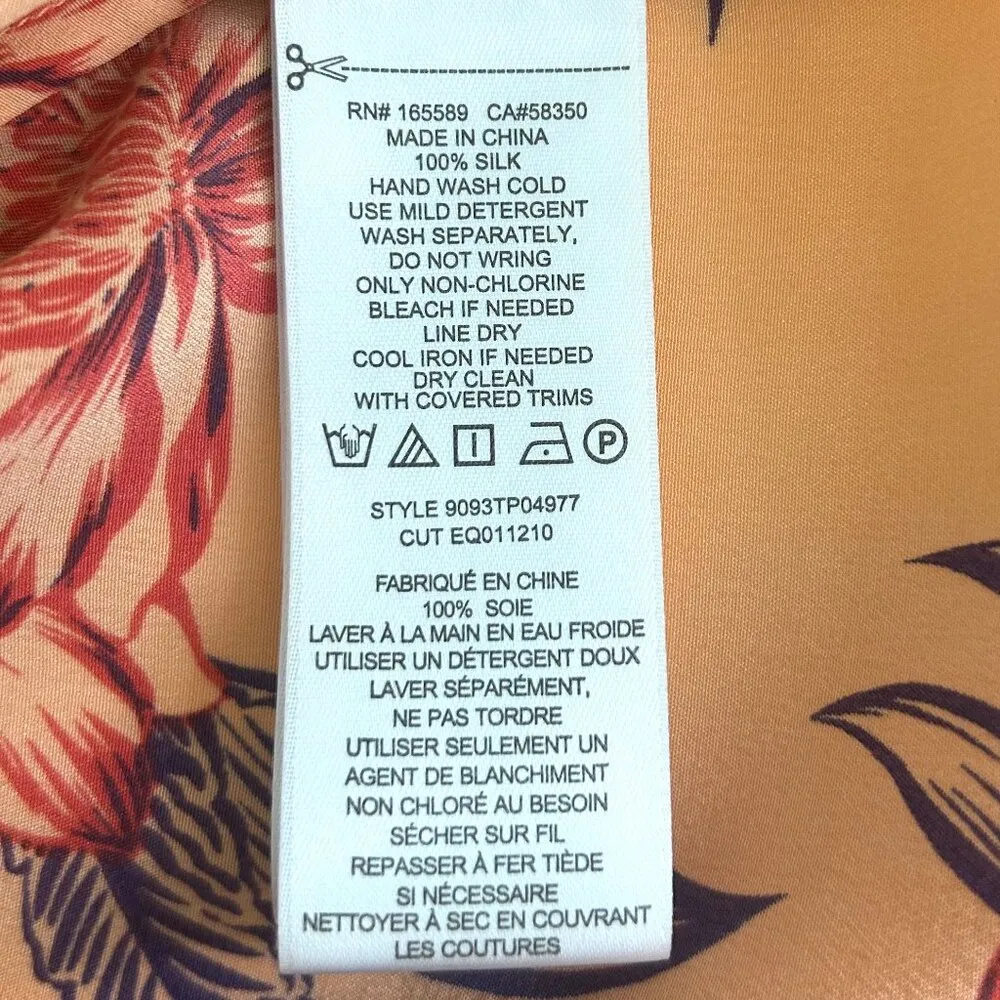 Equipment Quinne Floral Button Down in Silk Crepe de Chine Shirt Orange Size S - Image 8