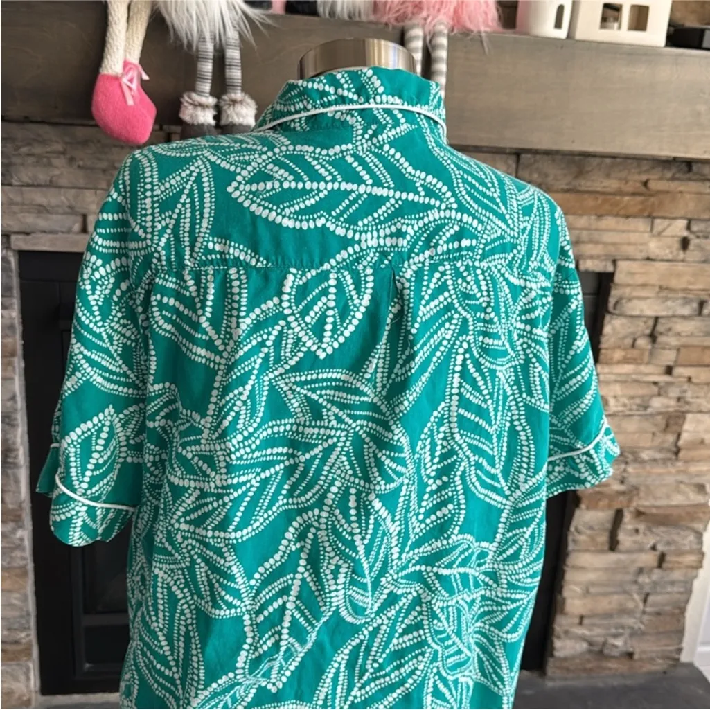 Leaf Print Button-Up Sleep Shirt - Image 6