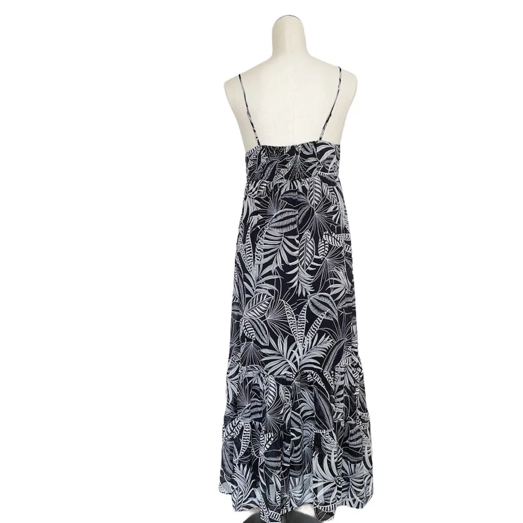 NWOT Banana Republic Smocked Maxi Dress Leaf Print Cotton - Image 4