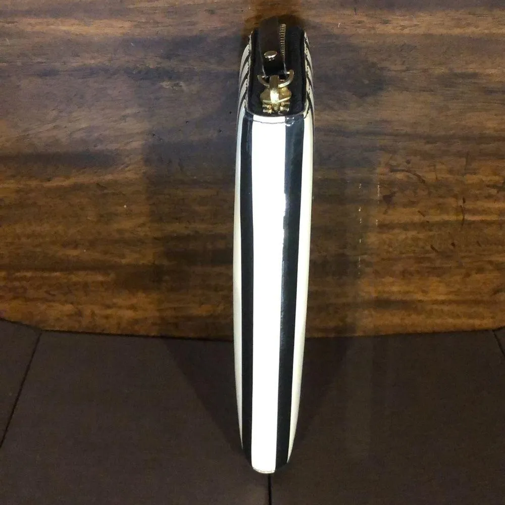 KATE SPADE Wellesley Rachelle Striped Patent Leather Full Zip Continental Wallet - Image 7