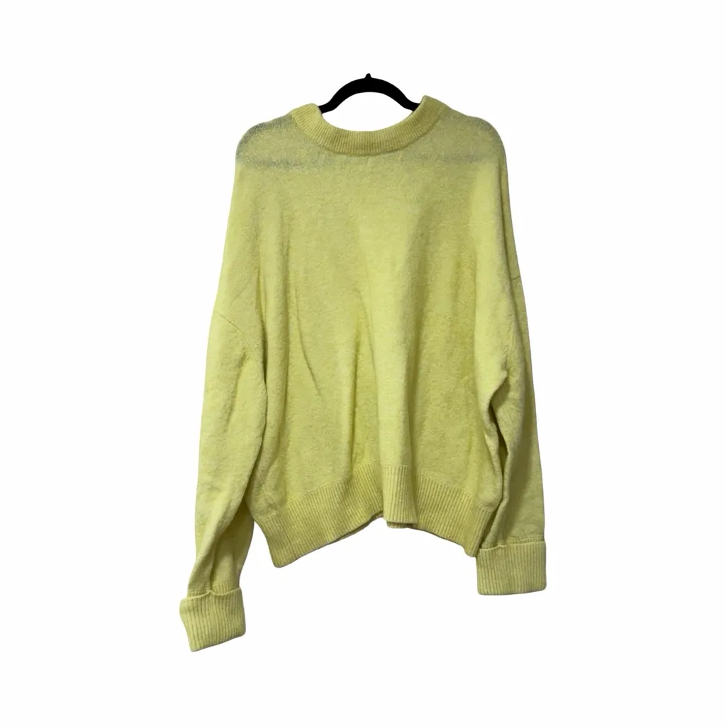 ANTHROPOLOGIE Pilcro Teddy Oversized Crewneck Yellow Sweater Sz XL - Image 4