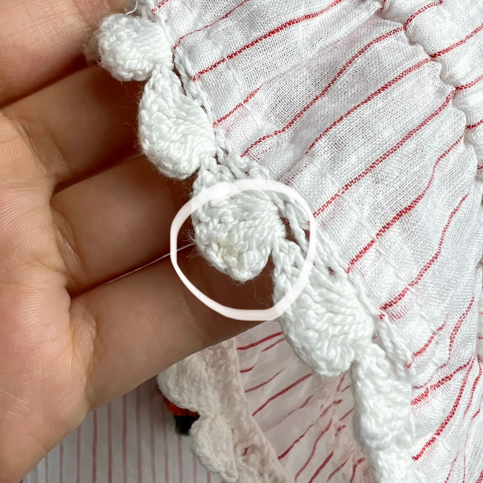 Velvet by Graham & Spencer Rina Embroidered Blouse Small Striped Tassel - Image 6