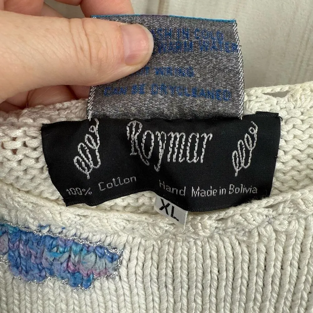 Vintage Lee Andersen Women’s XL 100% Cotton Patterned Chunky Sweater Rare - Image 4