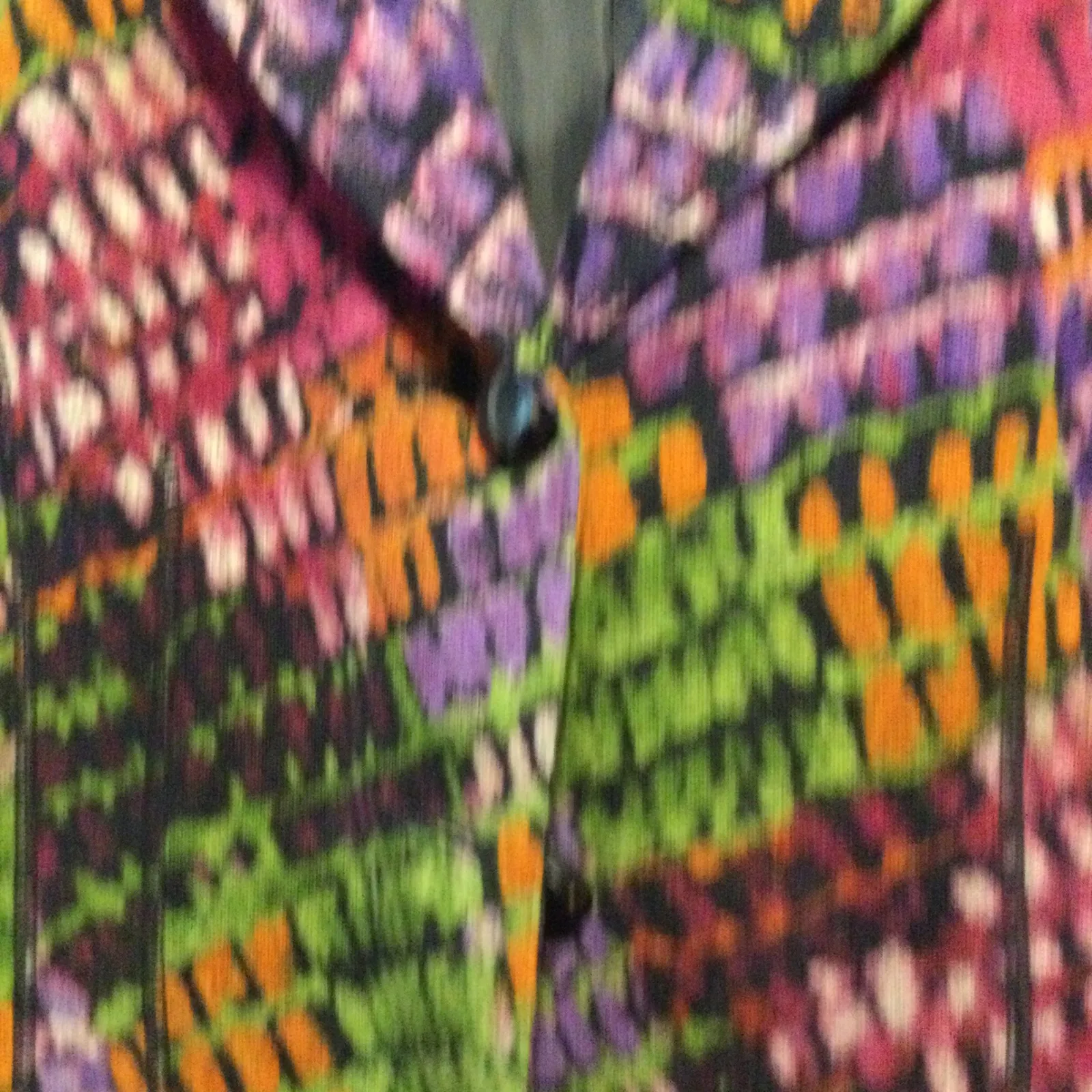 JOHANUK Women's MultiColor Abstract Print Blazer Jacket Single Button Pockets‎ L Purple Size M - Image 2