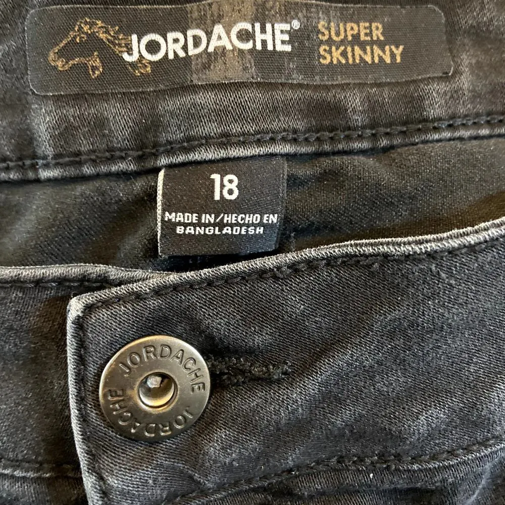 Jordache Super Skinny Jeans 5-Pocket Denim Stretch Black Plus 18 - Image 3