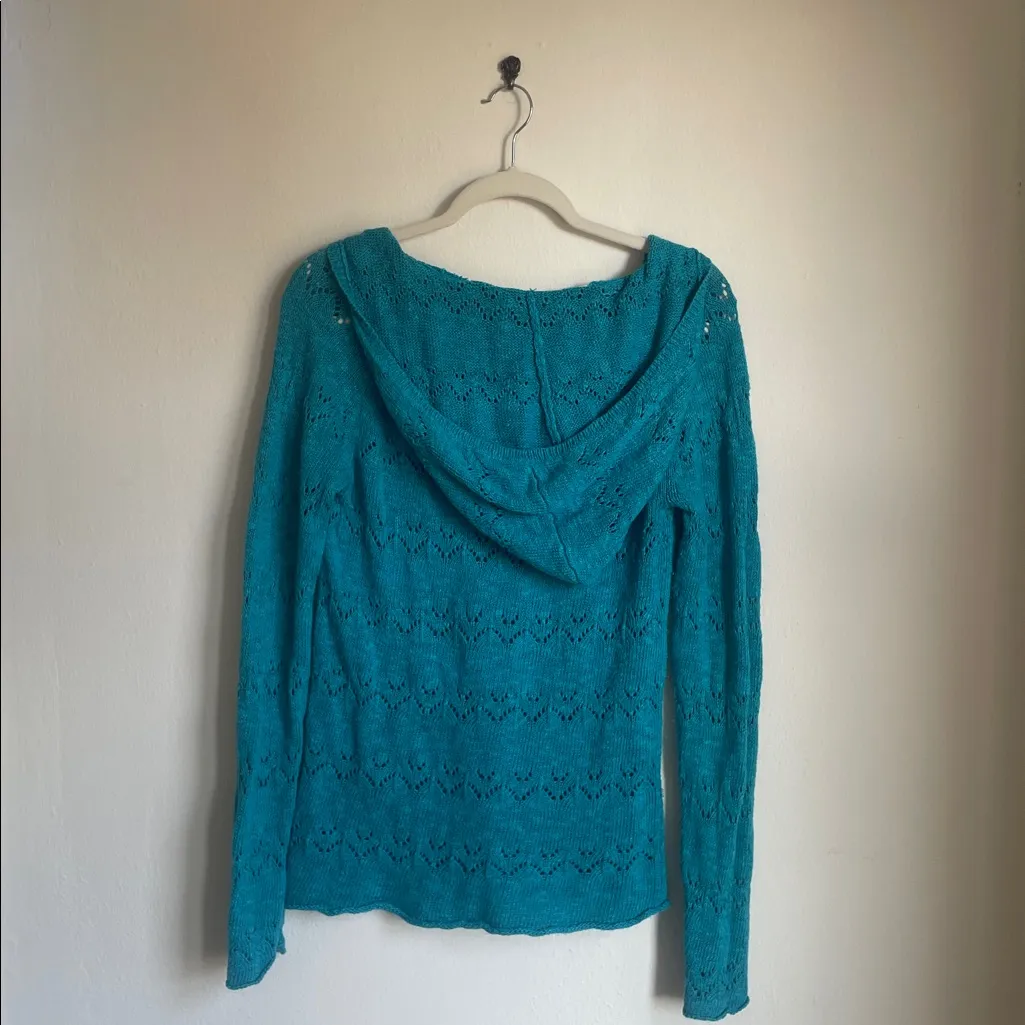 Roxy Teal Knit Hoodie - Image 3