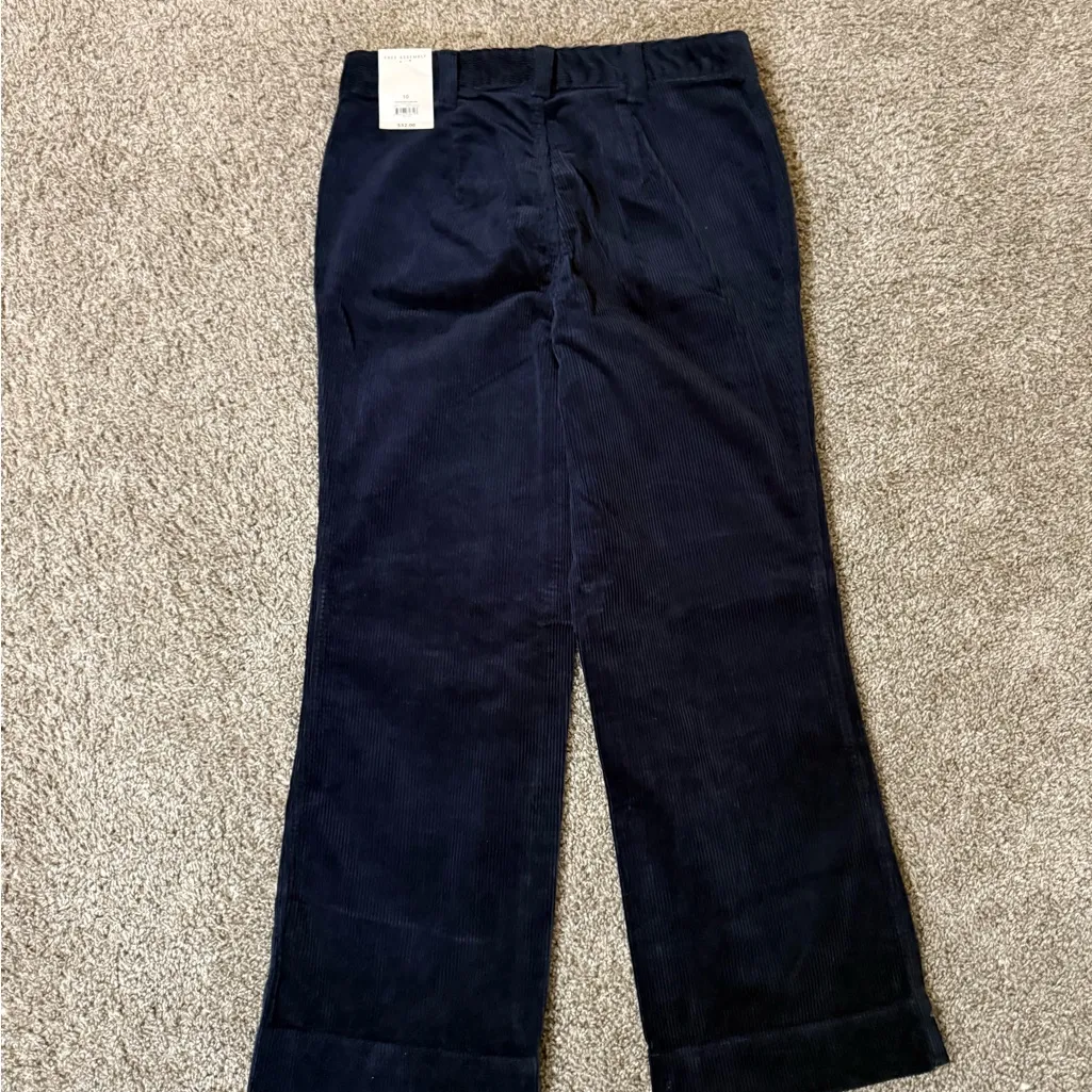 Free Assembly High Waist Navy Corduroy Flare Crop Pants Sz 10 - Image 6