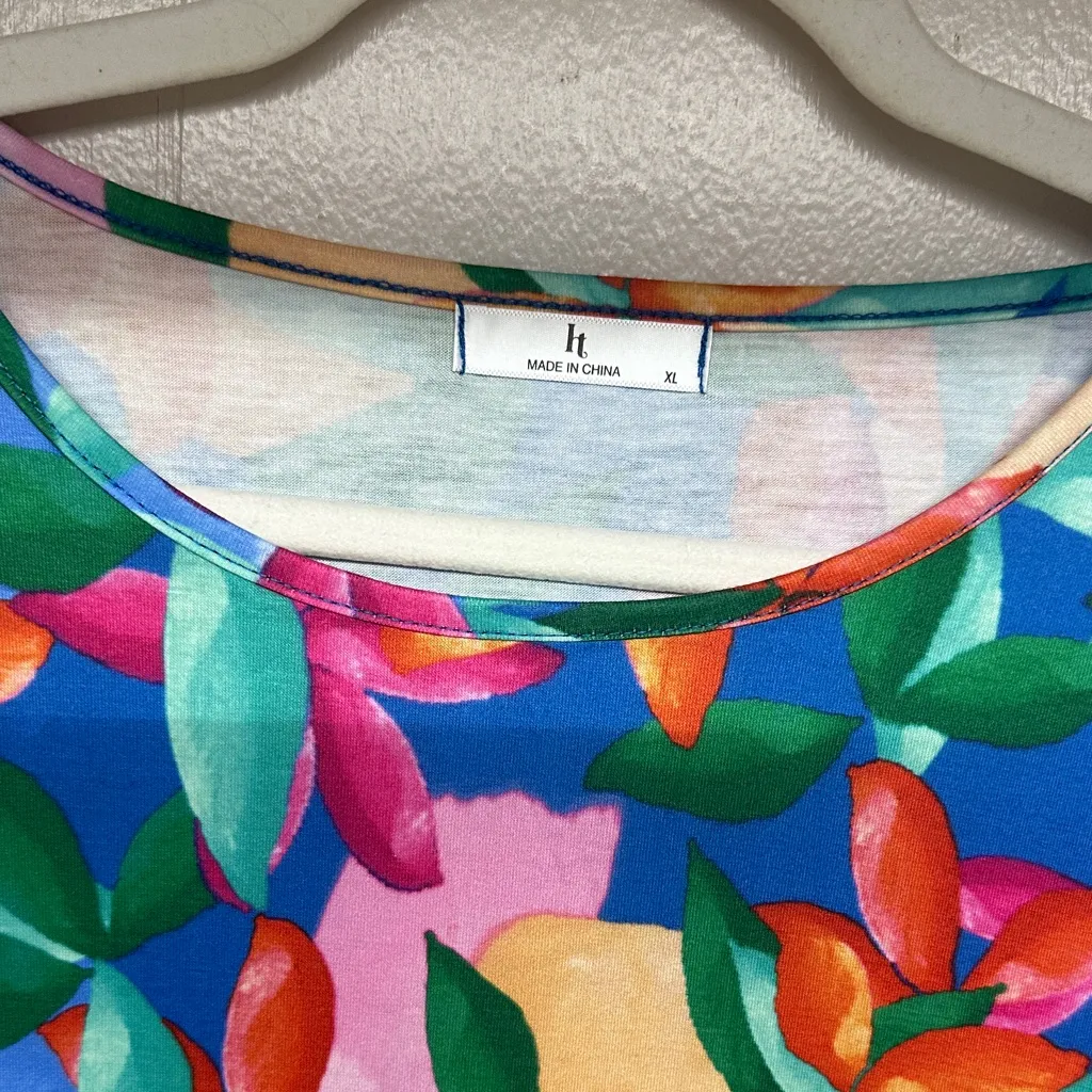 Vibrant Multicolor Floral Midi Dress Size XL - Image 2