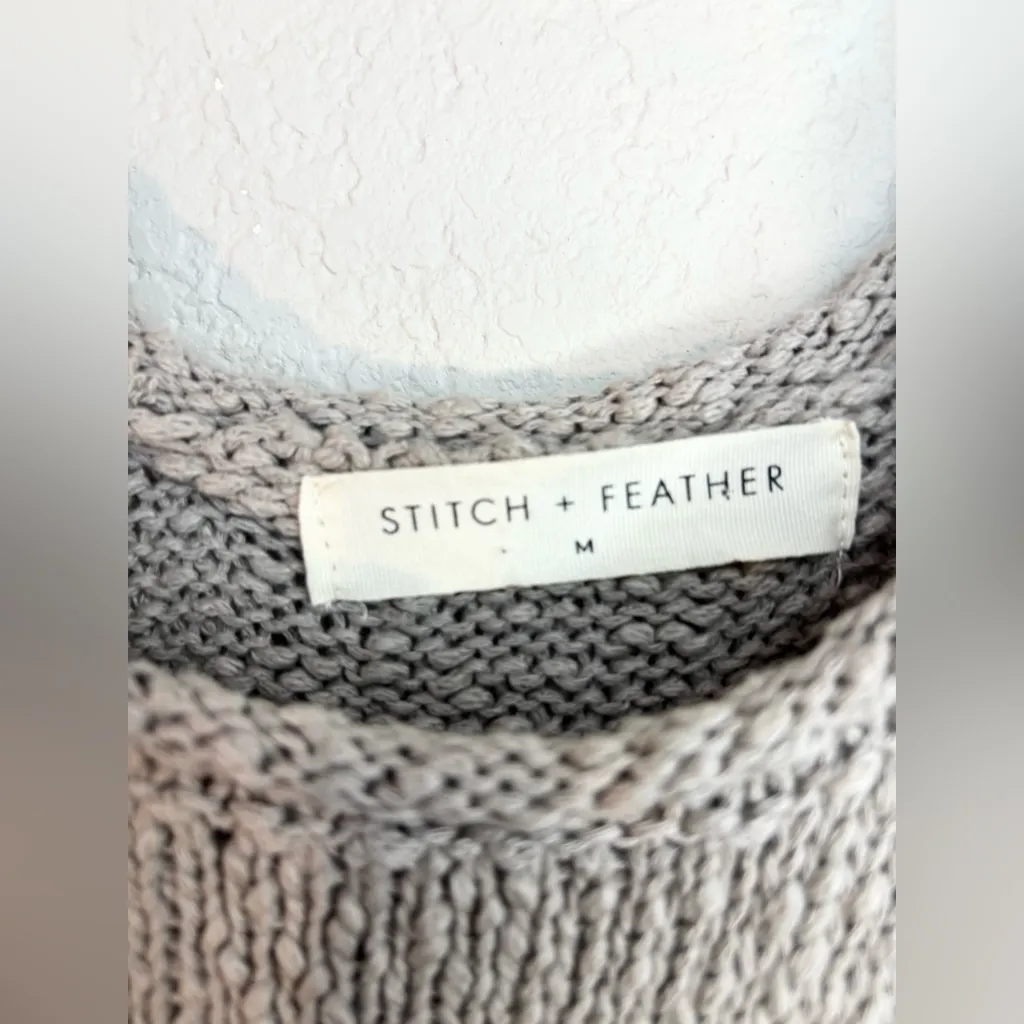 Stitch and Feather Knit Crochet Tank Midi Dress Taupe Gray Size M Size M - Image 7