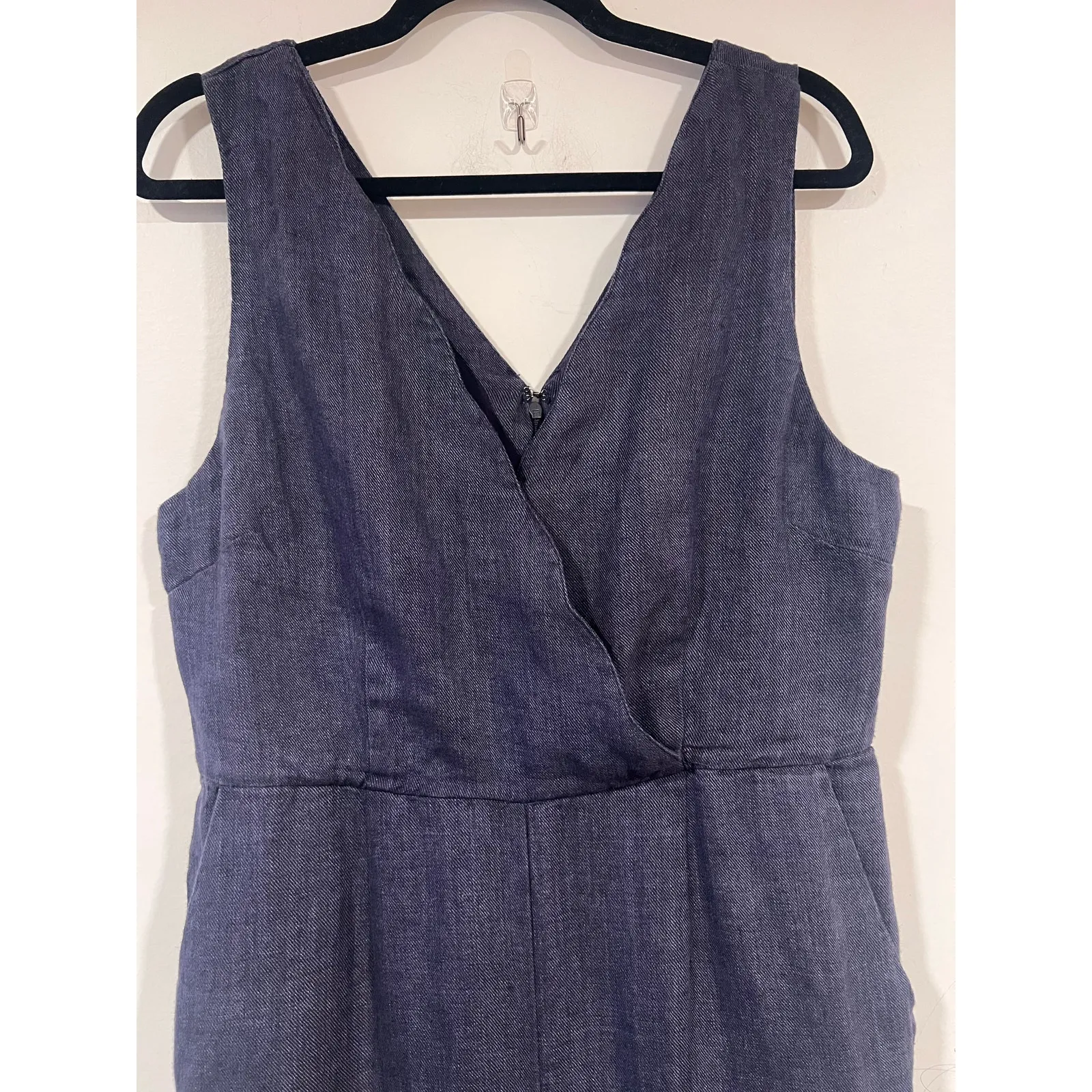 Nicole Miller Minimalist Linen Wideleg Jumpsuit Blue Size 10 no belt - Image 4