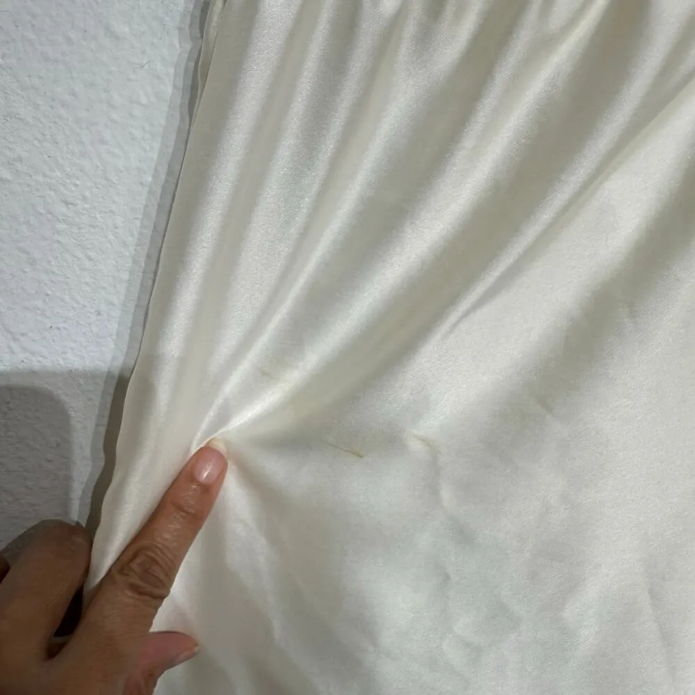 Barbizon Boutique Ivory Satin Lace Trim Vintage Maxi Nightgown Sz M White Size M - Image 9