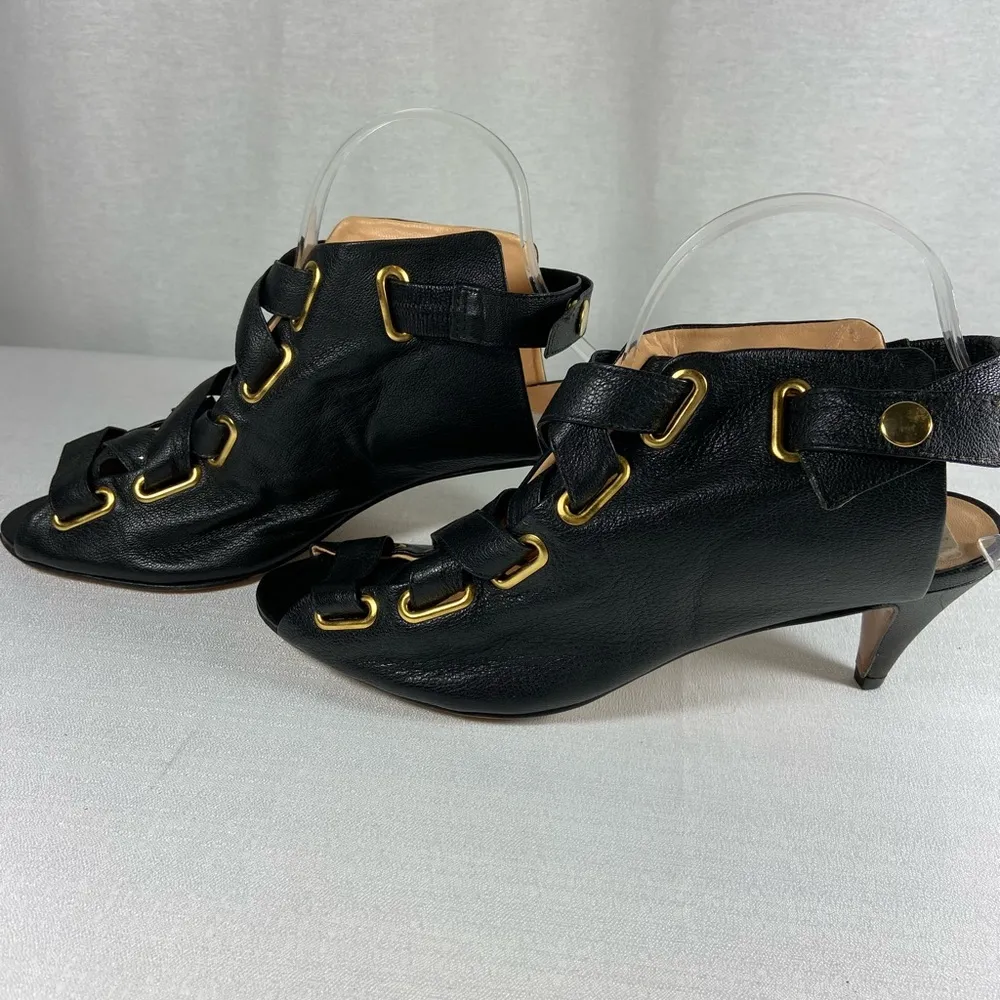 Luiza Barcelos Anthropologie Black Leather Kitten Heels Women’s Size 10B - Image 2