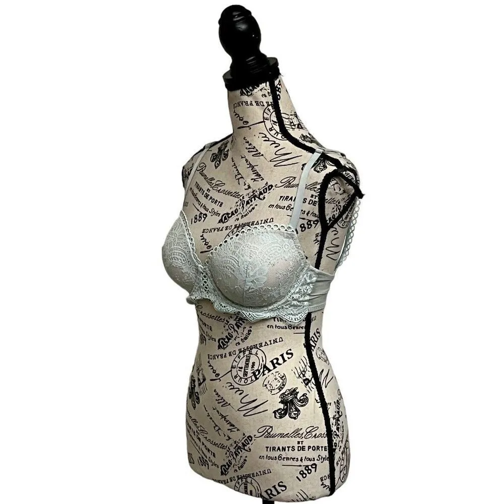 Victoria’s Secret Dream Angels Rhinestone Embellished Lined Demi Bra 32DD Blue - Image 3