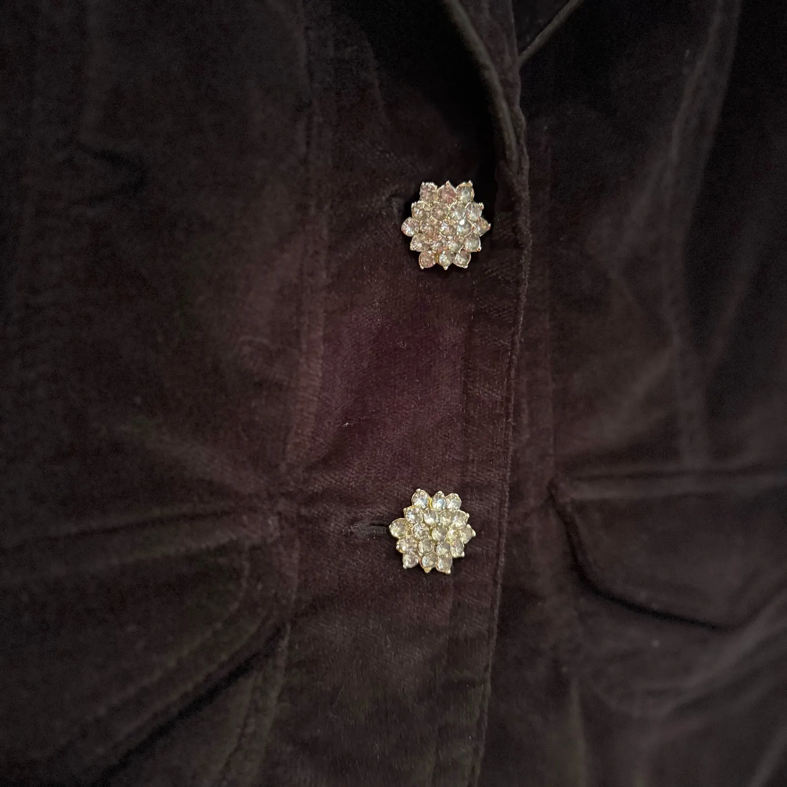 Kikit Corduroy Blazer Rhinestone Buttons Women's Small Black Holiday Y2K Western - Image 3