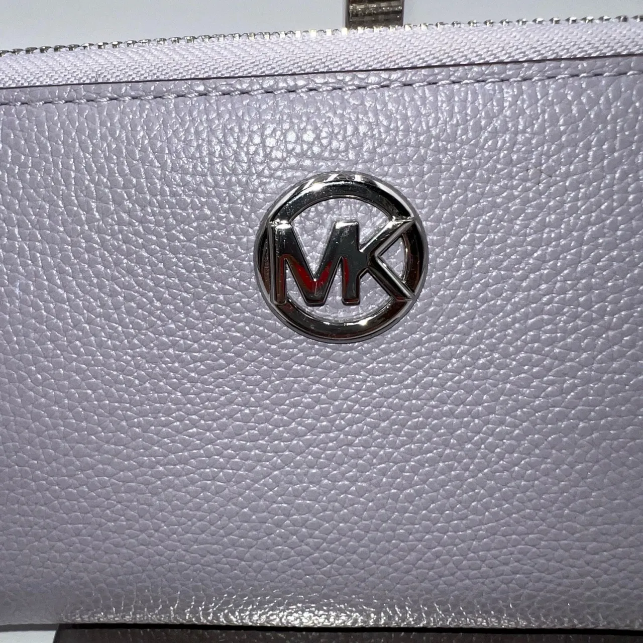 Michael Kors Pebbled Leather Lavender Phone Holder Wristlet - Image 2