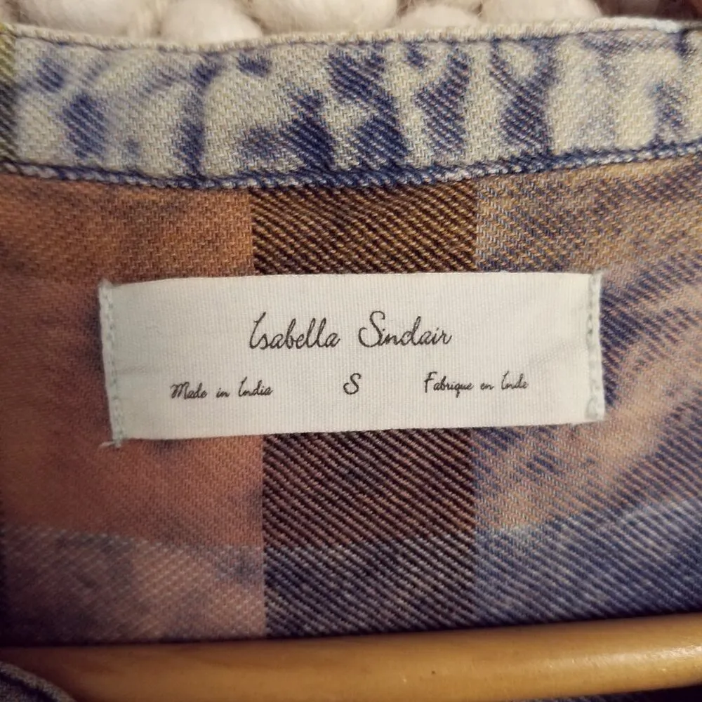 Anthropologie Isabella Sinclair Ruffle Plaid Bleach Dye Tunic Sz Small - Image 7