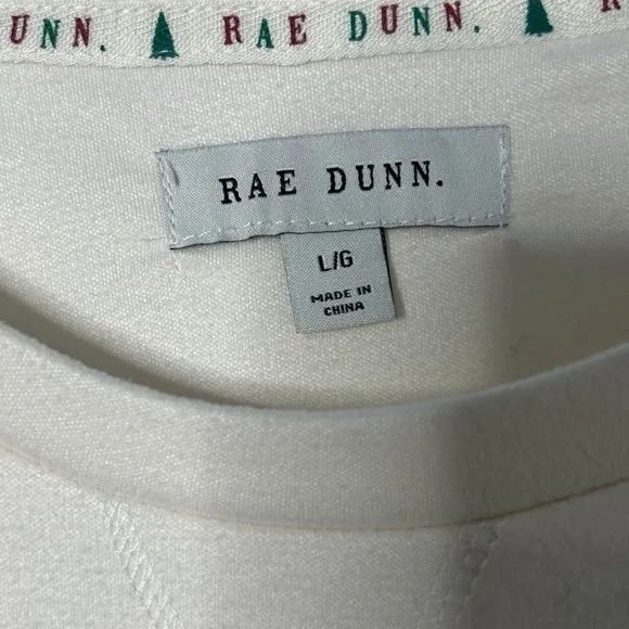 RAE DUNN Women Large Graphic White Long Sleeve Pullover Sweatshirt Holiday Basic - Image 3