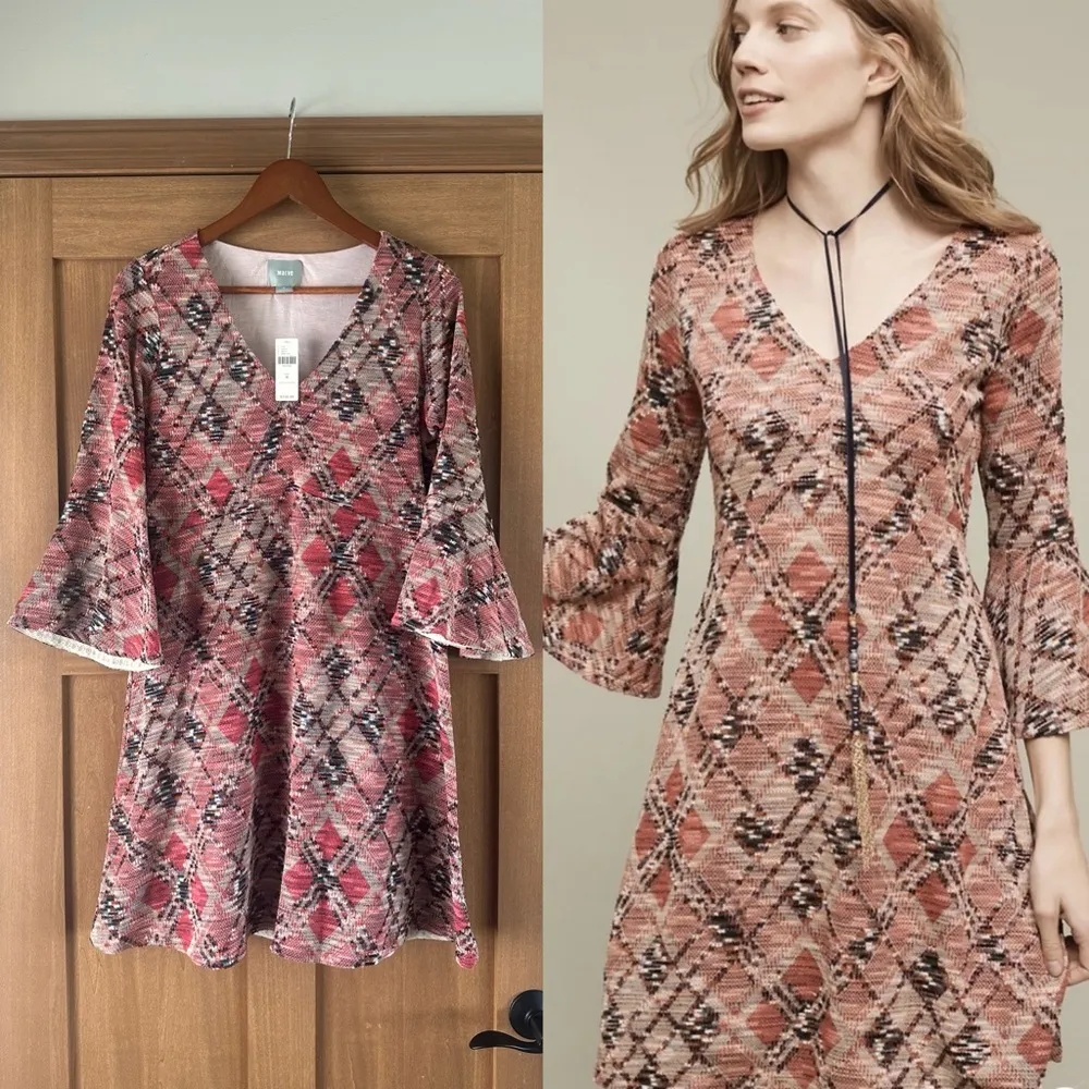 NWT Maeve Anthropologie Erina Knit Bell Sleeve Swing Dress size M​​ - Image 2