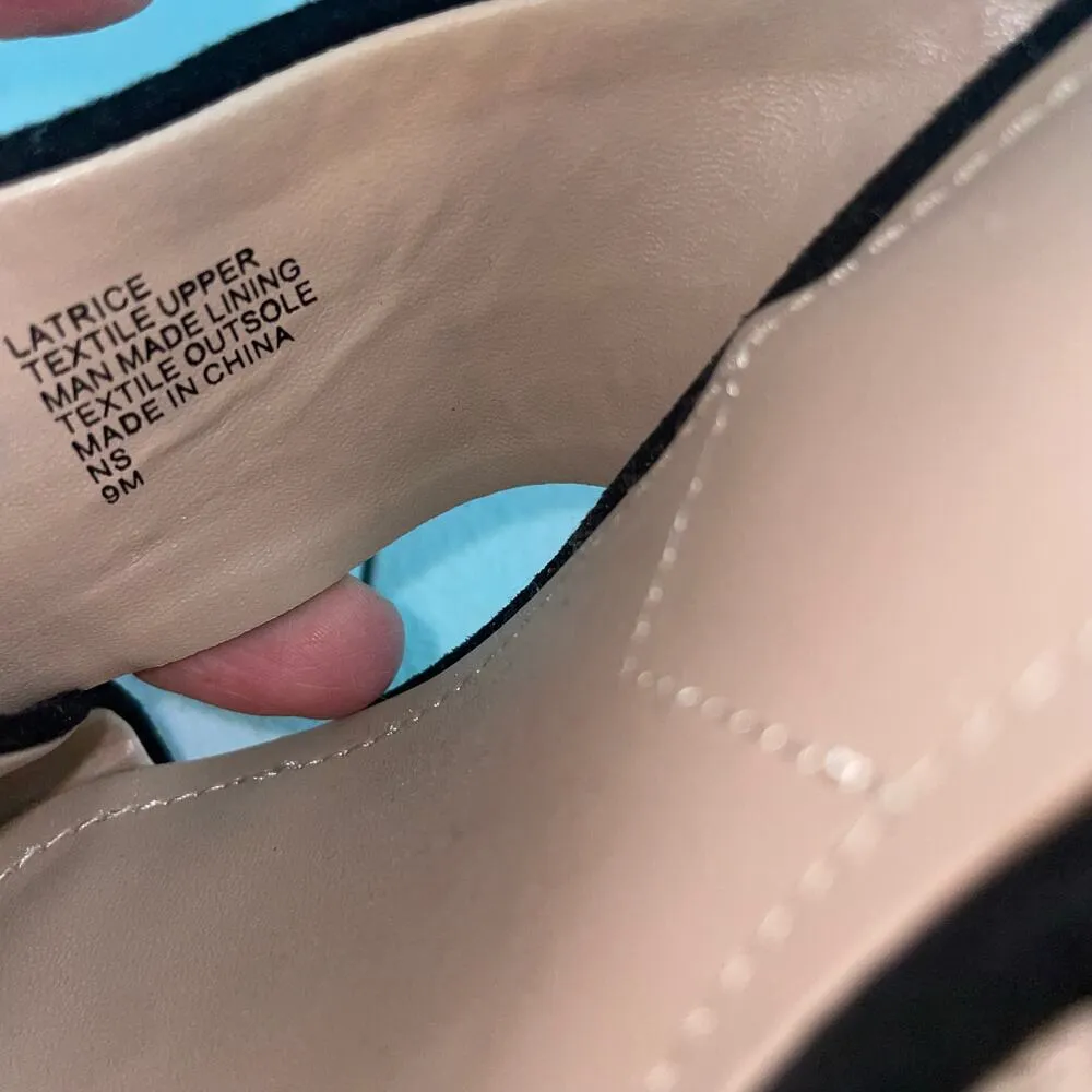 Charles David Latrice Size 9 Black Wedge Sandals Strappy Suede Womens - Image 2