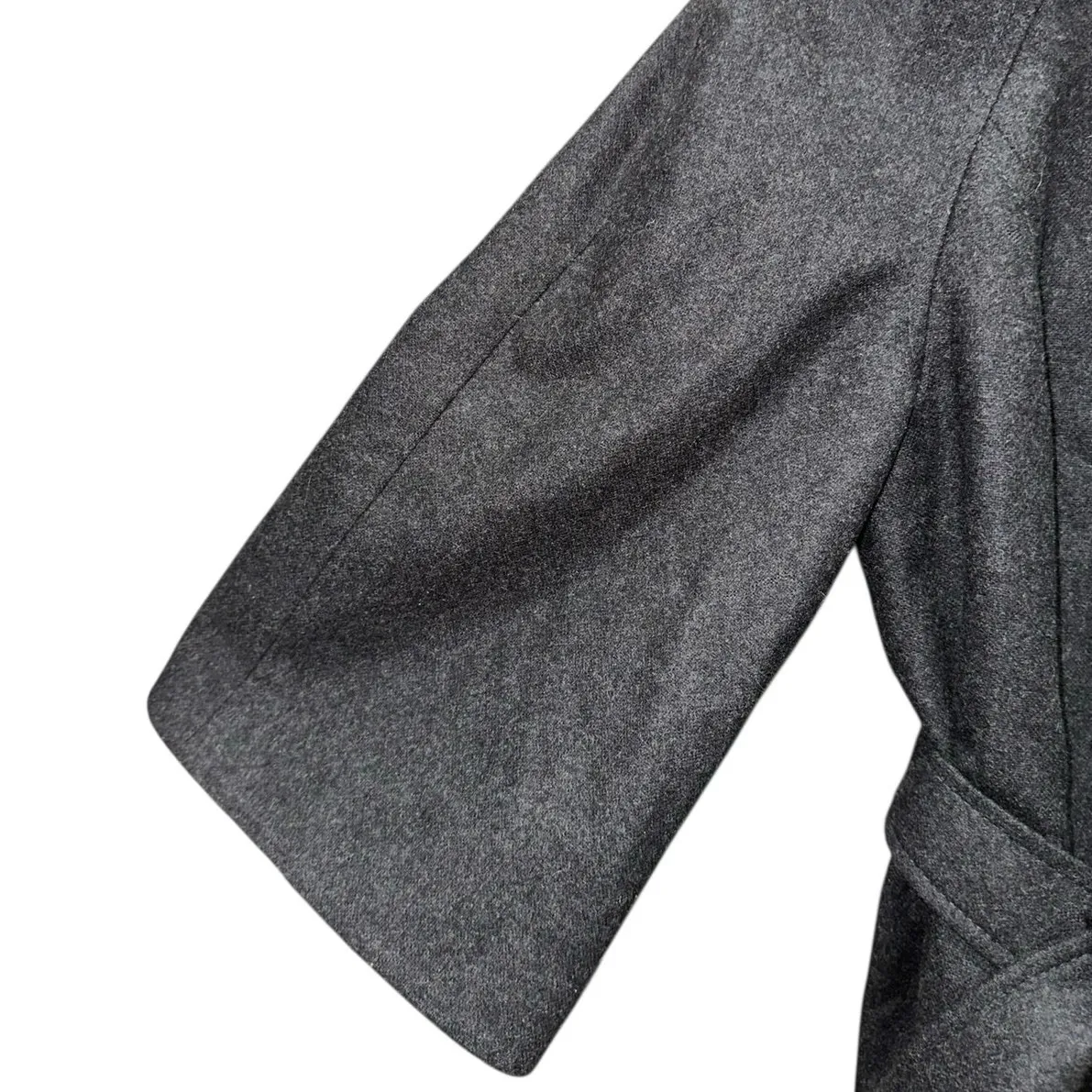 NWT The Limited Wool Blend Peacoat Small Charcoal Gray Belted Cropped Coat - Image 2