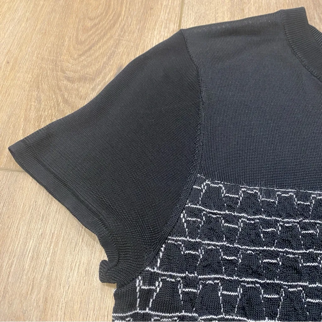 🌟RAG & BONE🌟 GWEN KNIT JACQUARD SHEATH SHORT SLEEVE DRESS BLACK SZ S - Image 6