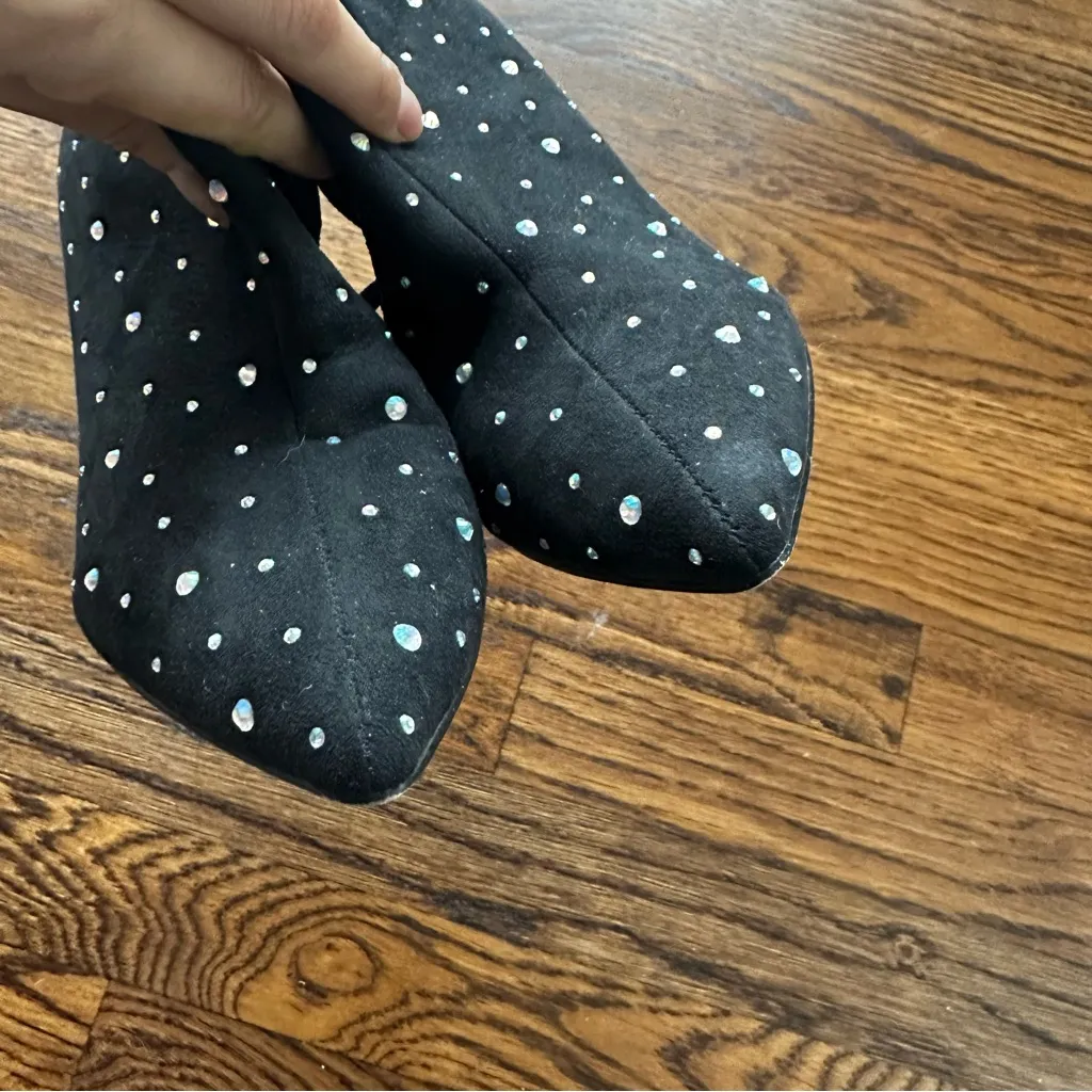 Leith Macee black rhinestone Elegant Studded Ankle Booties Size 8 - Image 10