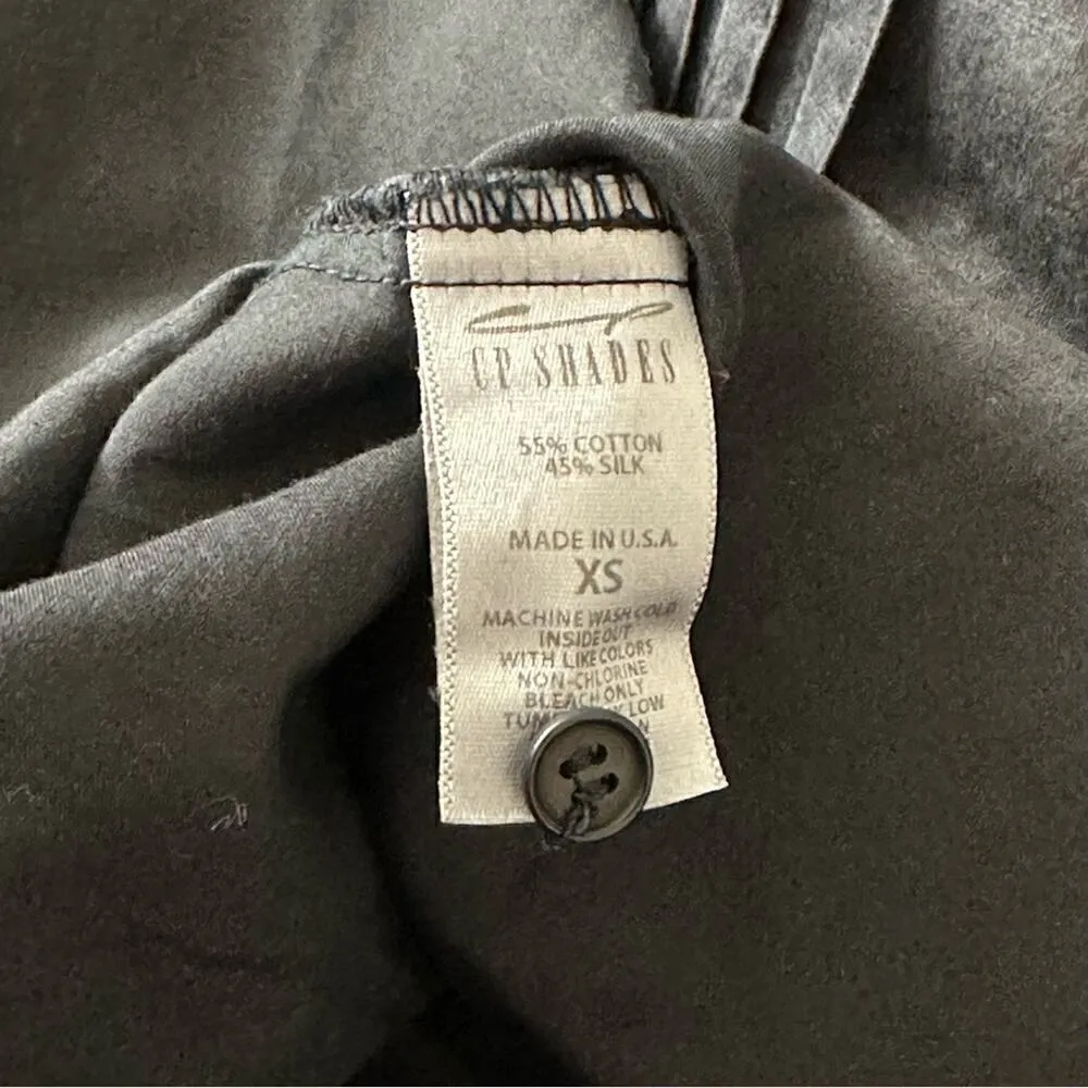 CP Shades Womens Size XS Black Cotton Silk Pin Tuck Front Back Button Down Shirt - Image 6