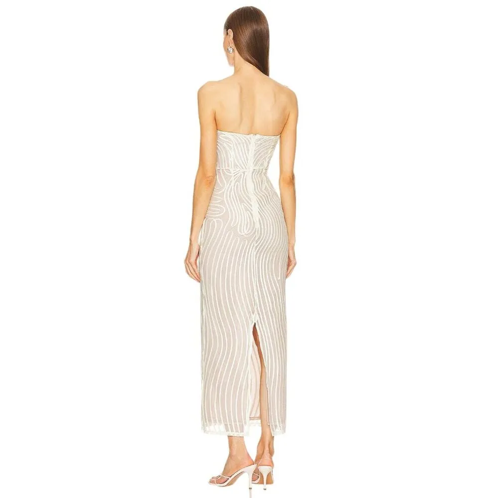 Michael Costello x REVOLVE Opal Midi Dress in Ivory Beige XSmall New Womens - Image 2