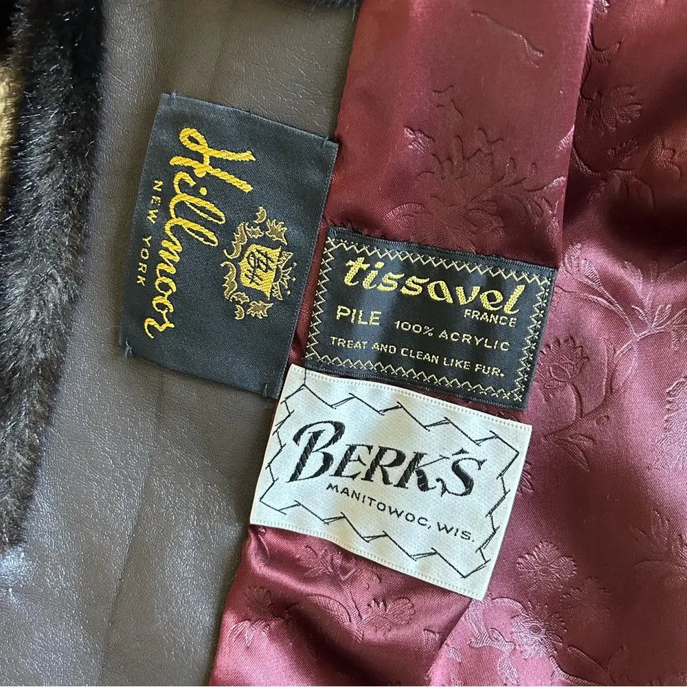 Vintage Brown Faux Fur Coat Classic Retro Winter Fall Large - Image 3