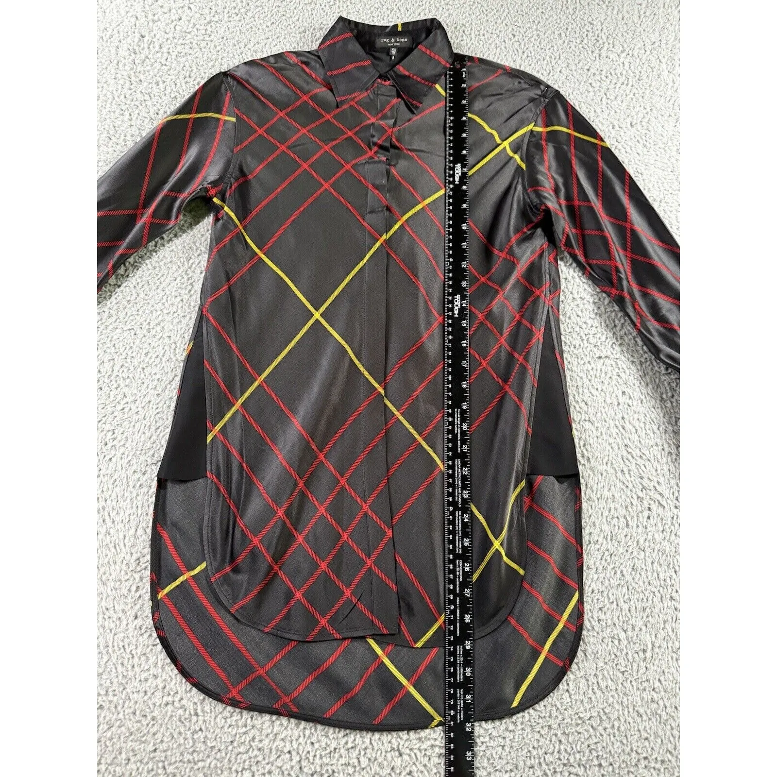 Rag & Bone Shirt Women XXS Silk Button Up‎ Long Sleeve Blouse Black - Image 4