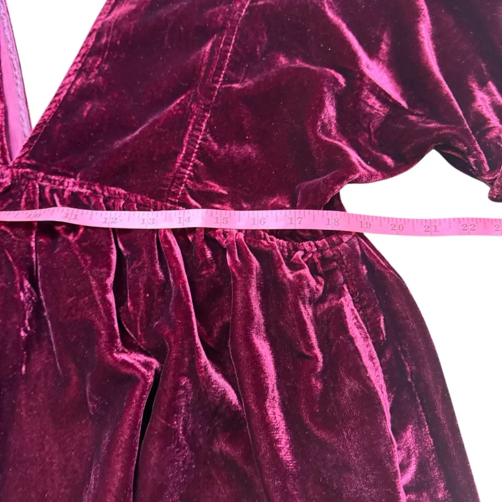 Free People Red Velvet Ivy Mini Baby Doll Vneck Dress XS - Image 10
