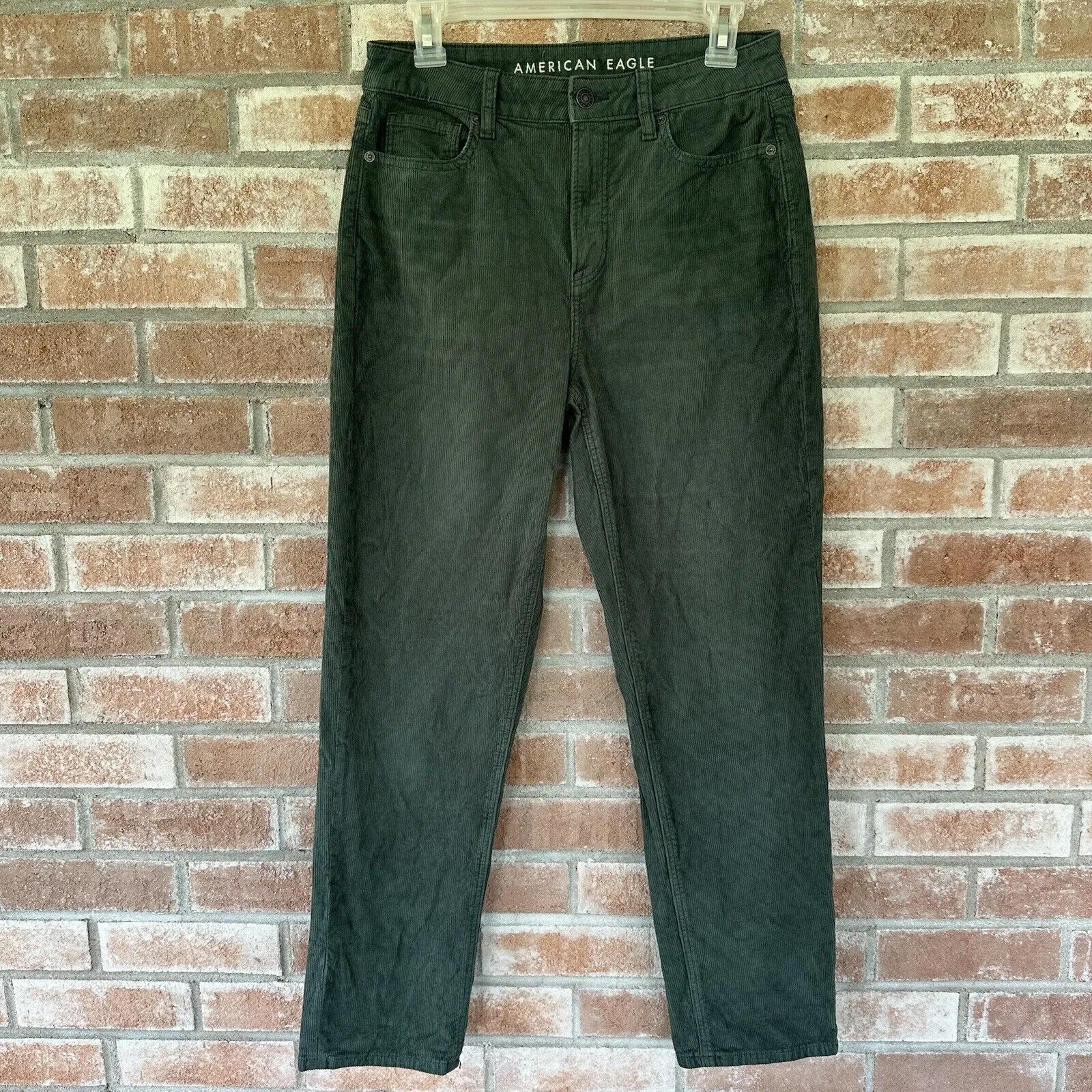 American Eagle Mom Straight Corduroy Pants Size 4 Teal Green 90s Retro Indie - Image 3