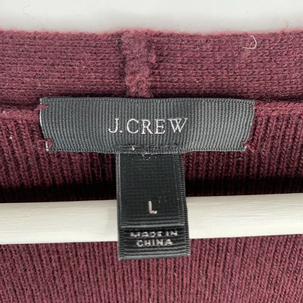 J. Crew Sz L Sweater Peplum Bell Long Sleeve V-neck Wool Blend Burgundy Women’s - Image 3