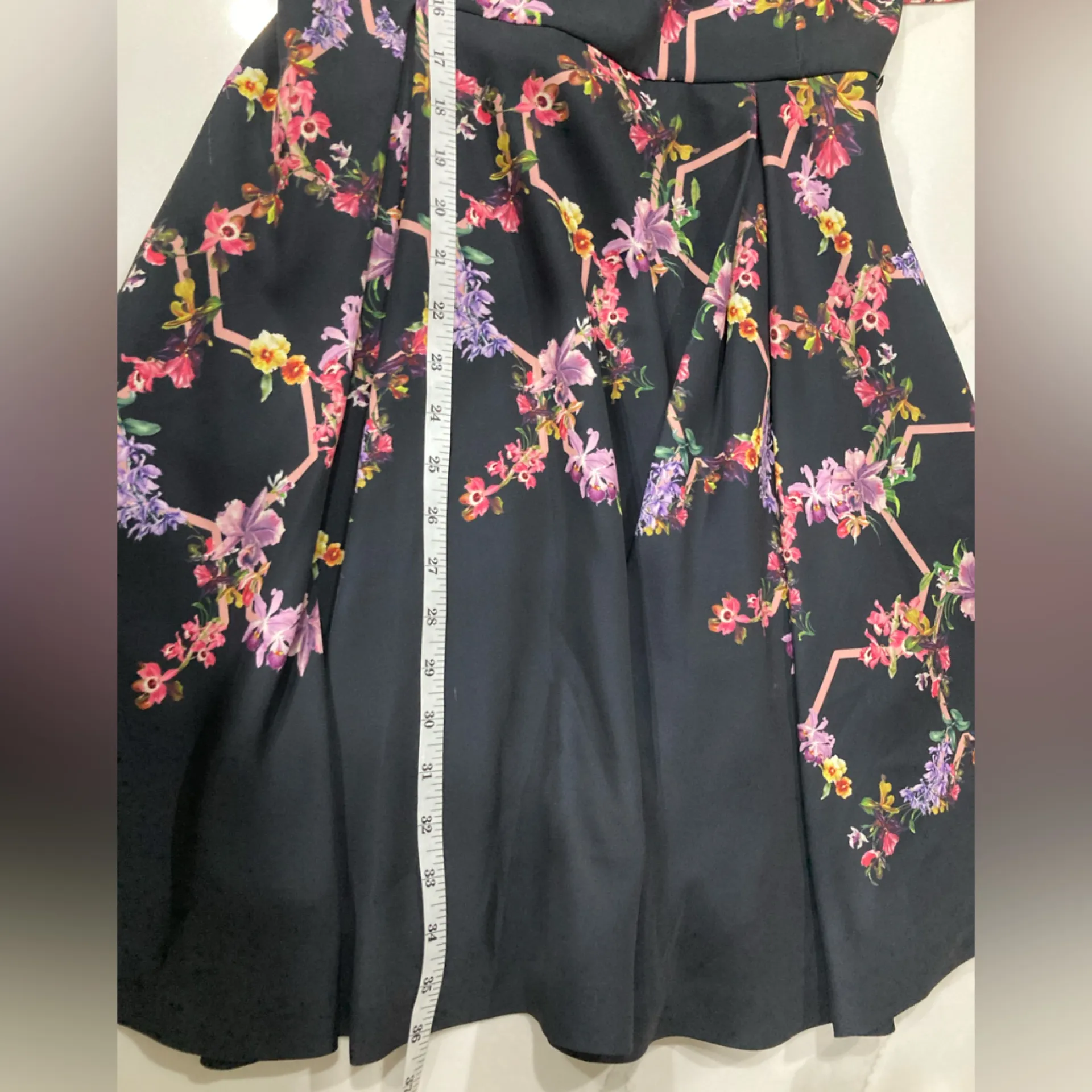 Ted Baker Black Dress with Pink Floral Design Uk 1 (US 4) - Image 6