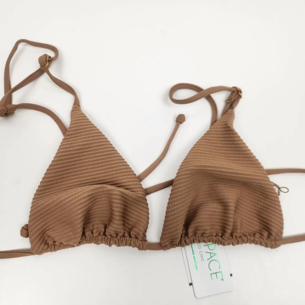 l*space L* Brittany Triangle Bikini Top in Camel Brown Size Small NWT - Image 3