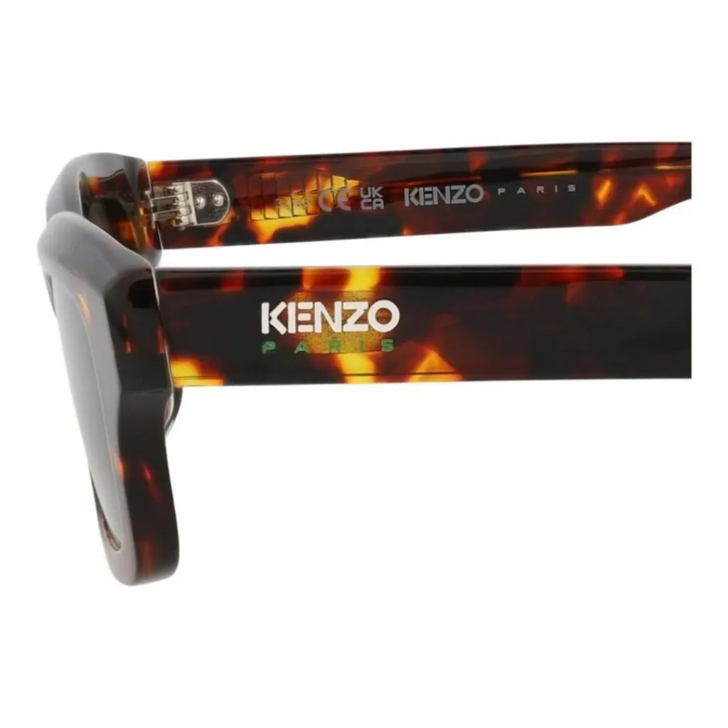 Kenzo Unisex Square/Rectangle Havana Havana Green Fashion Designer Eyewear - Image 4