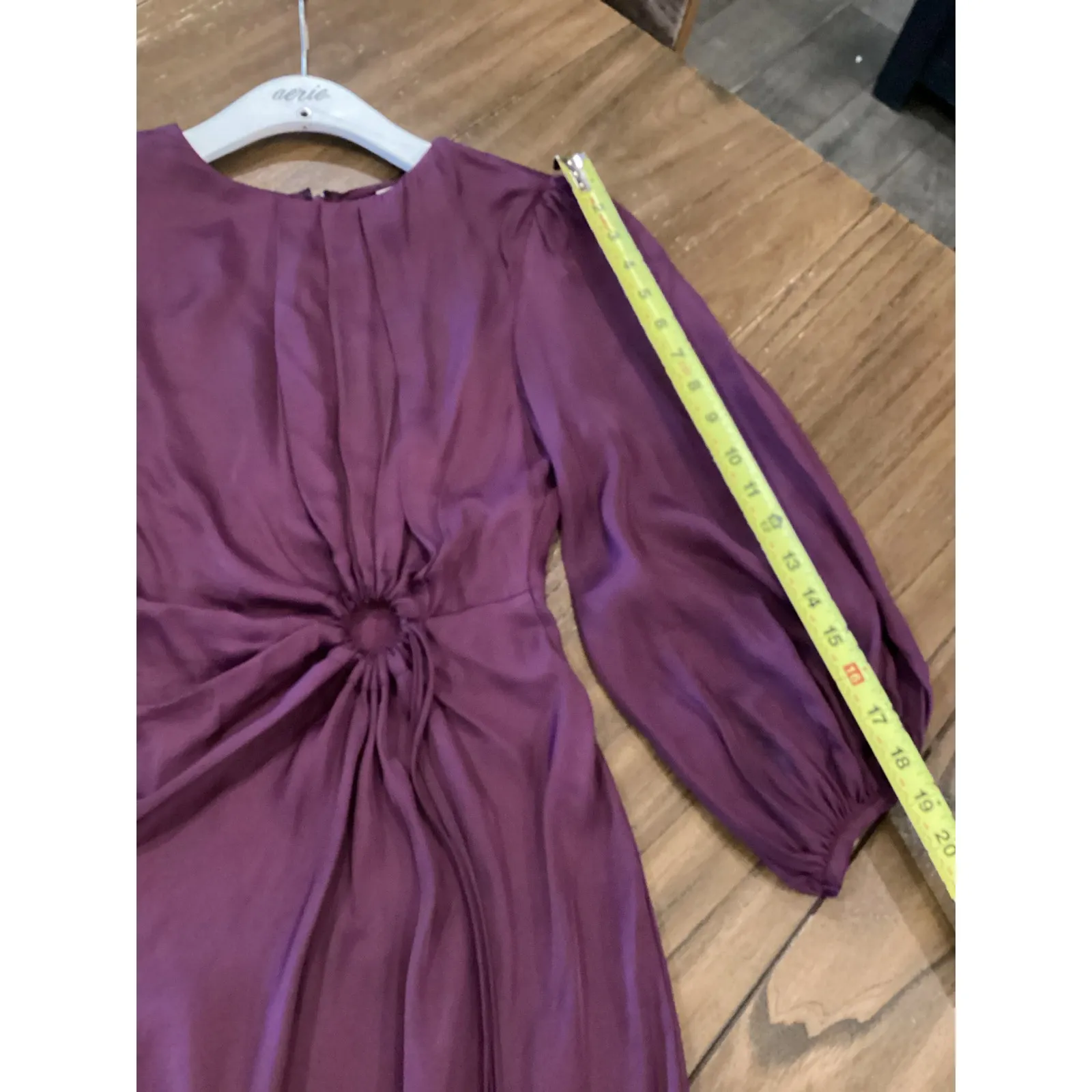 Farm Rio Purple Cutout 3/4 puff sleeve midi Dress XS - Image 8