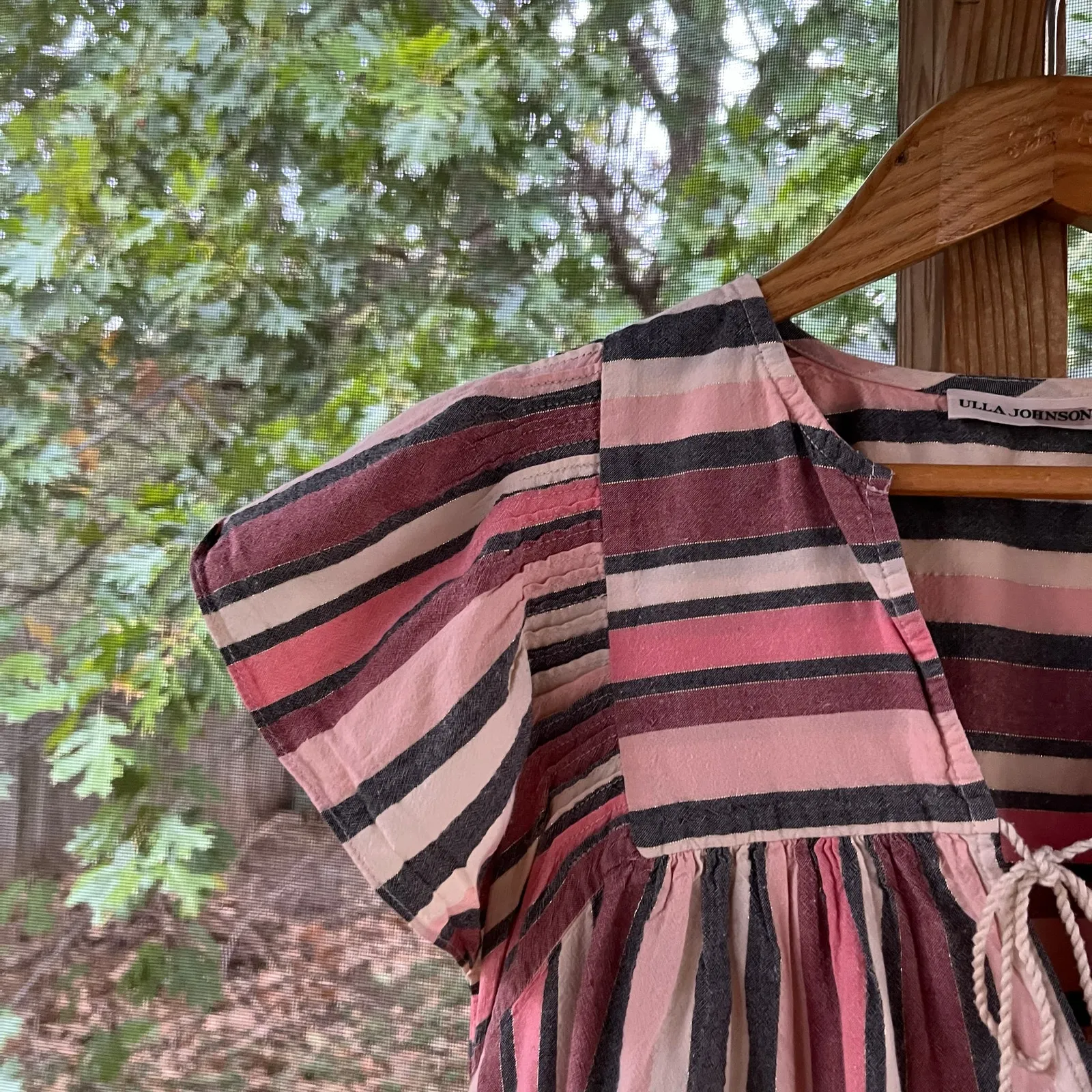 Ulla Johnson Women's Amba Pink Striped Cotton Top In Rosewood Size 6 - Image 3